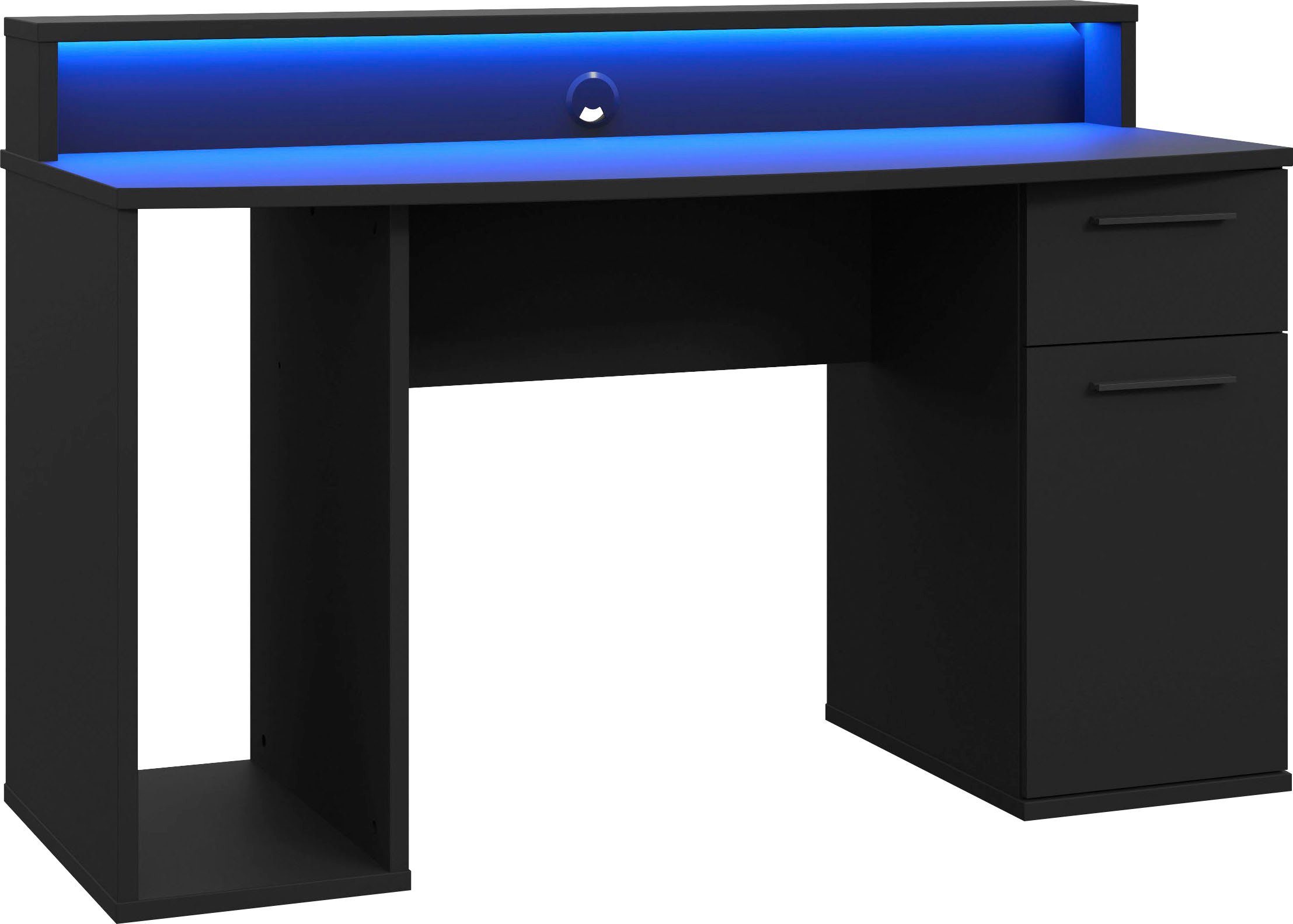 FORTE Gamingtisch Ayo, mit LED-RGB Beleuchtung, moderner Schreibtisch, Breite 140 cm