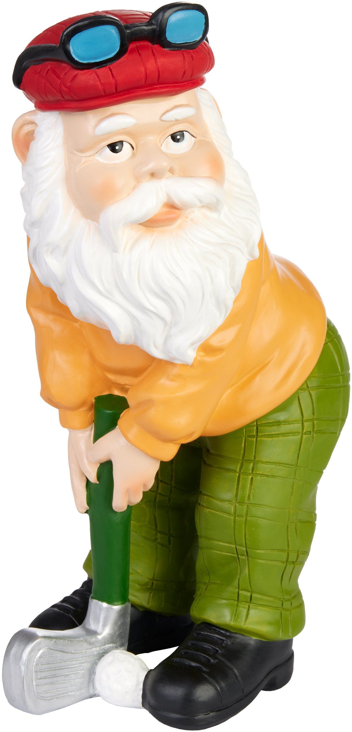 Gartenzwerg Golfer mit Schläger Golfschläger Brille - Gartenfigur Lustig