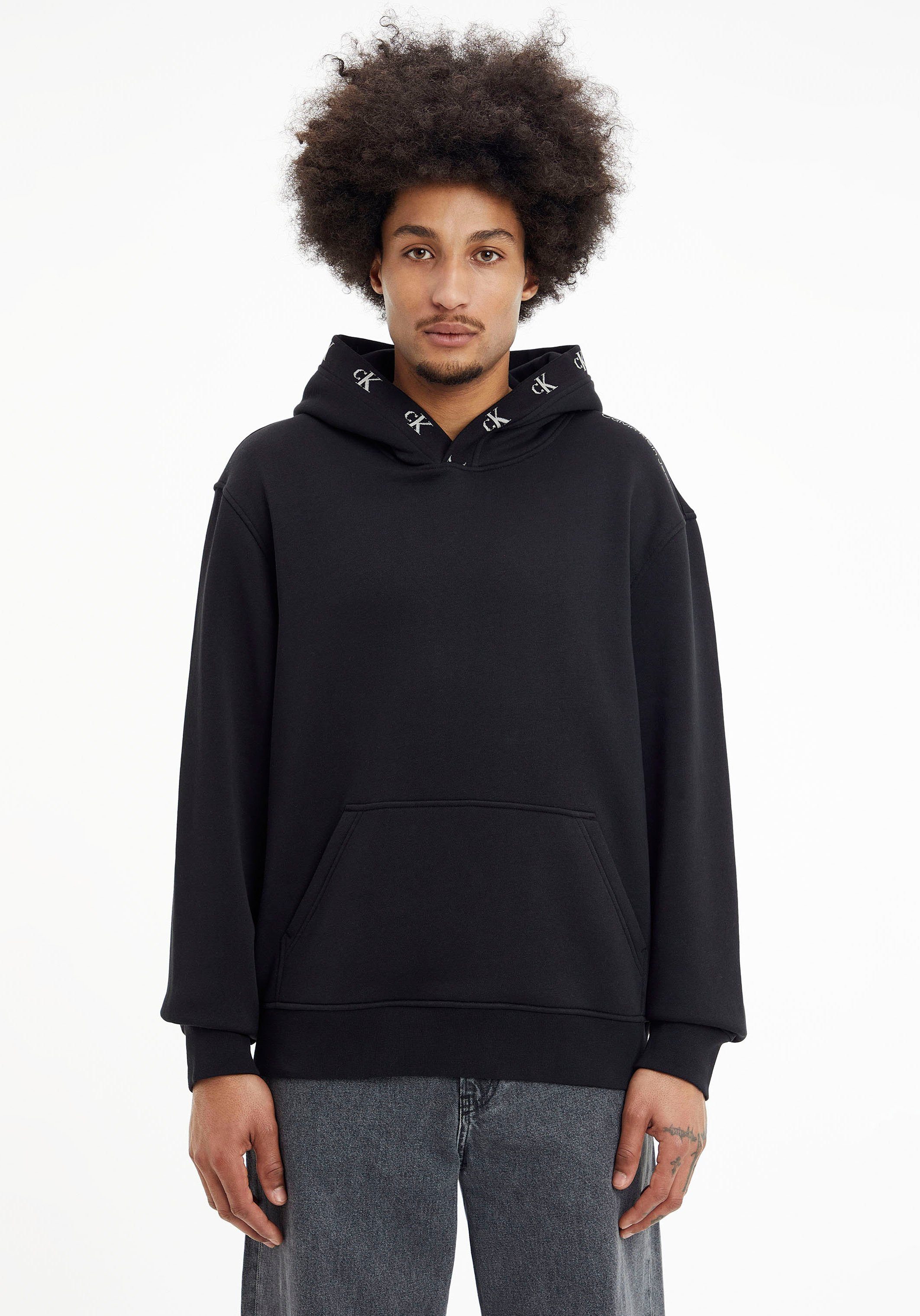 Calvin Klein Jeans Kapuzensweatshirt LOGO JACQUARD HOODIE Ck Black