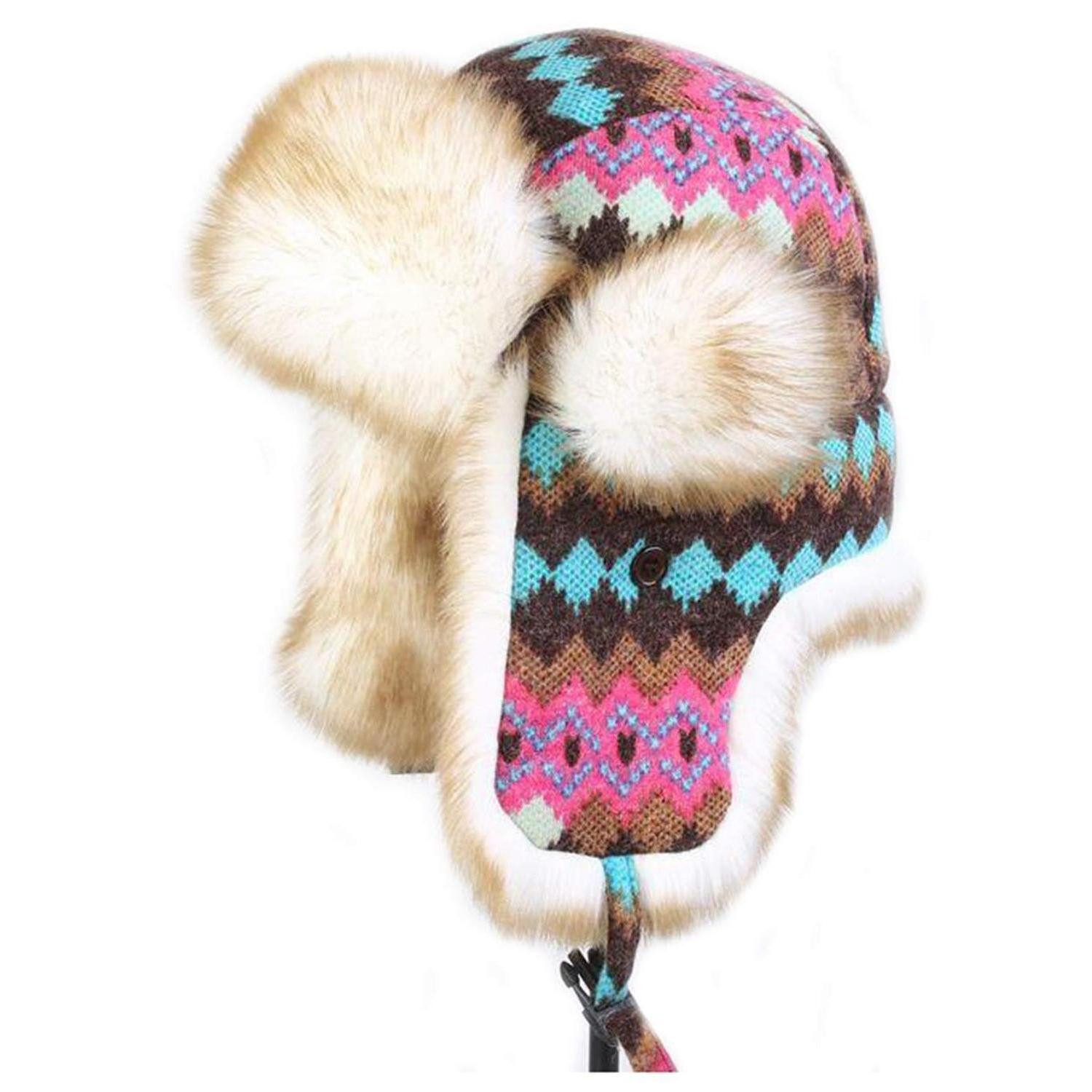 LuxusKollektion Ohrenmütze Russische Mütze Ushanka Gestrickt Mehrfarbig M (1-St)