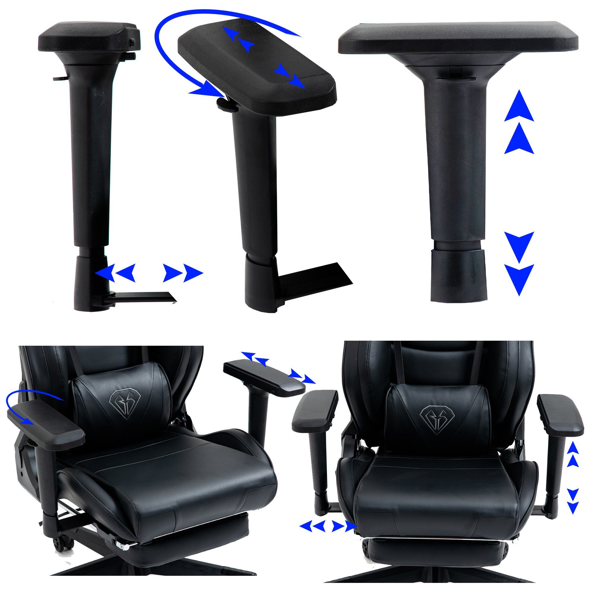 Chefsessel Chair (1 Stück), ergonomsichen und Chefsessel 4D-Armlehnen Drehstuhl Schwarz Schreibtischstuhl Ikaros Sportsitz Racing mit TRISENS