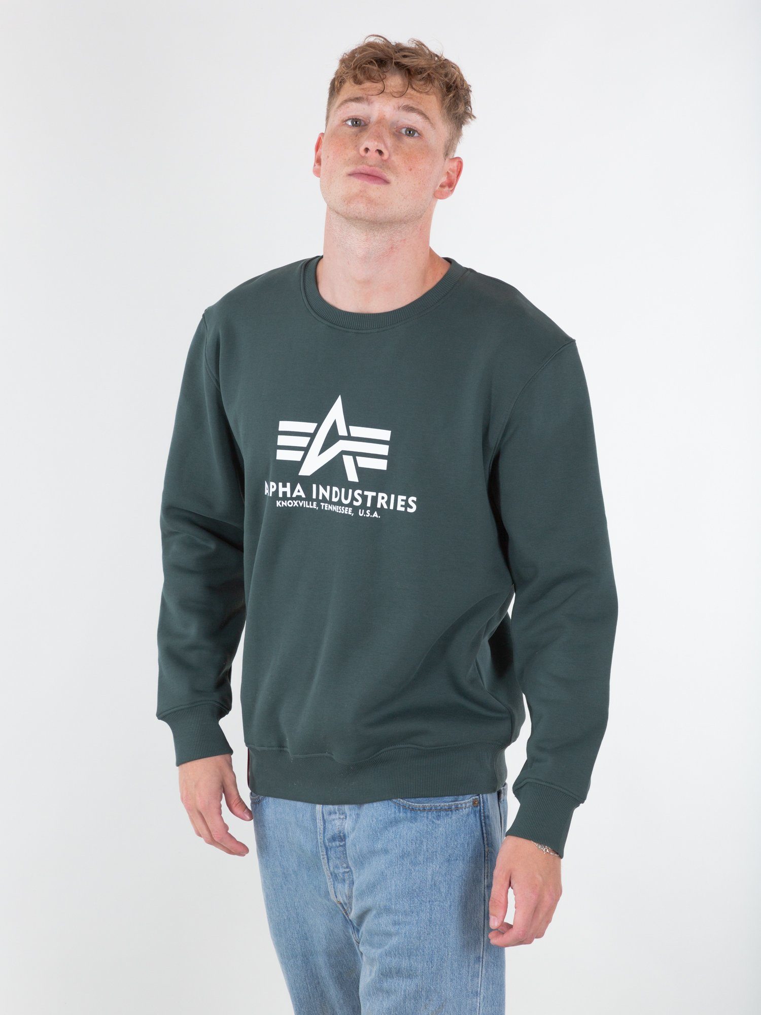 Alpha Industries Sweater navy Alpha green - Industries Sweater Sweatshirts Basic Men