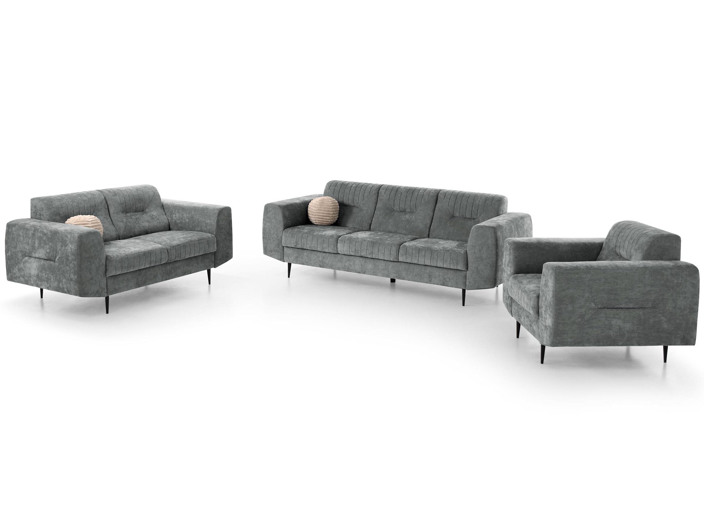 Beautysofa Polstergarnitur im modernen Stil auf hohen Metallbeinen VENEZIA, (Sessel + 2-Sitzer Sofa + 3-Sitzer Sofa im modernes Design), mit Metallbeine, Couchg – Bild 2 von 5