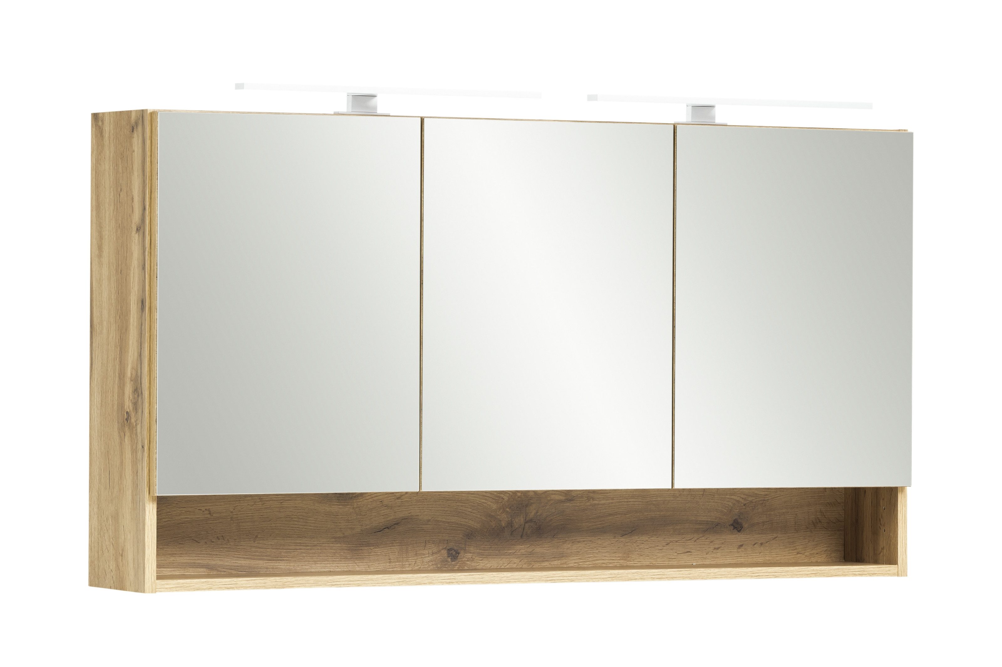 HELD MÖBEL Badezimmerspiegelschrank in wotaneiche mit 3 Türen und 6 Einlegeböden (B/H/T: 120x64x20 cm)