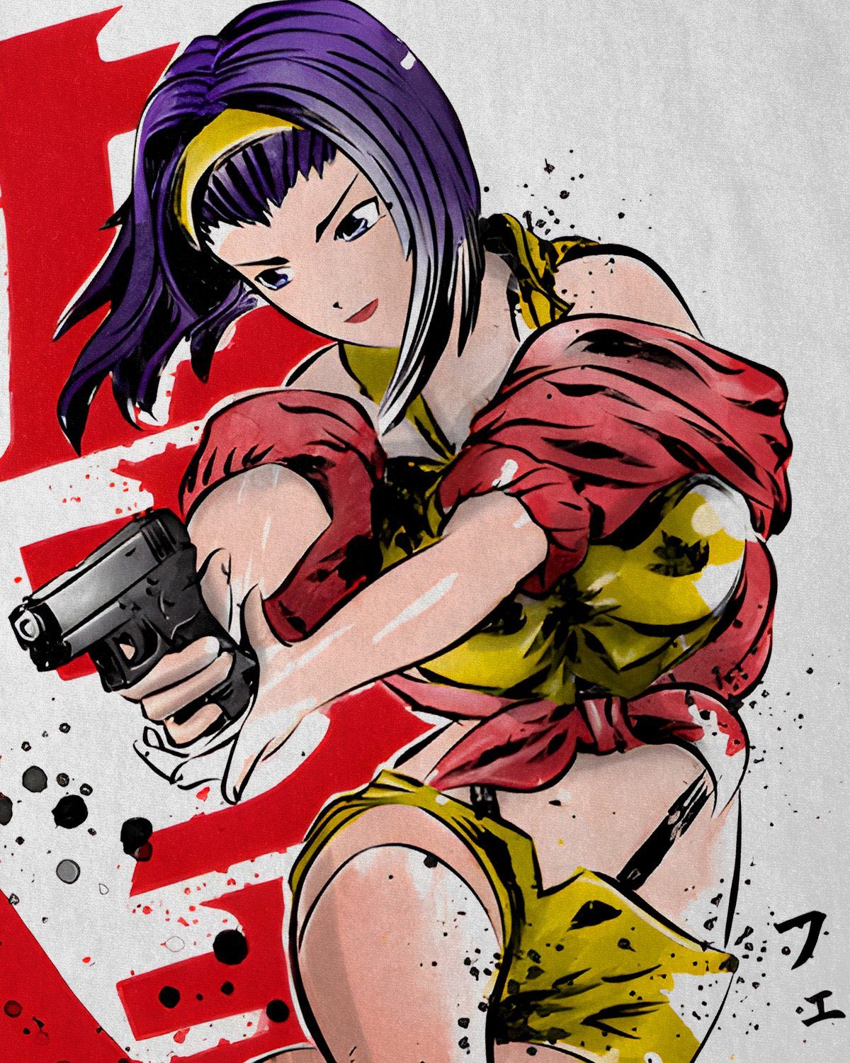 Action in anime Print-Shirt bebop cowboy T-Shirt Faye manga Kinder swordfish style3