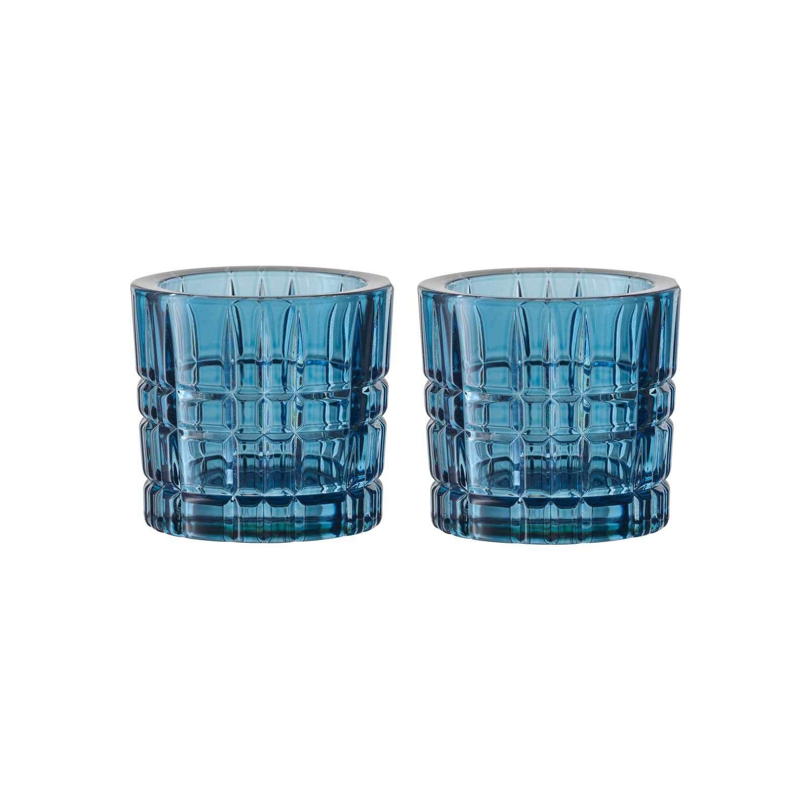 Nachtmann Teelichthalter Square Votives Teelichthalter ø 7,1 x 6,6 cm (2 Teelichthalter, 2 St) Vintage Blue