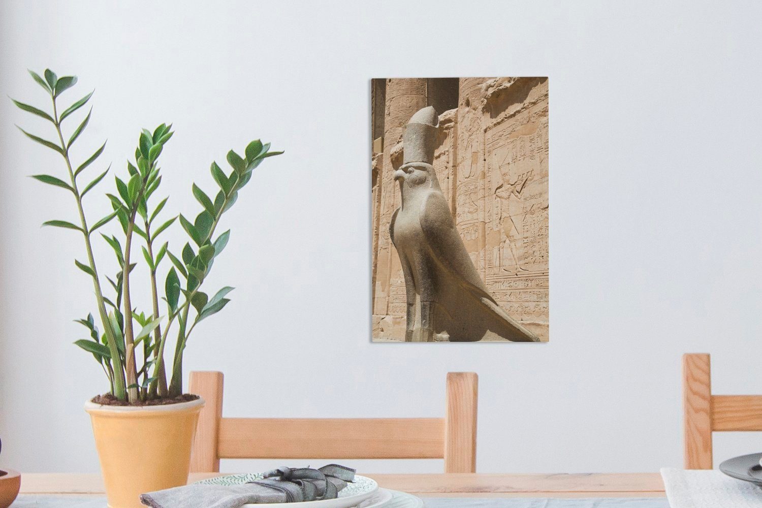Statue Horus, St), bespannt Zackenaufhänger, Tempel im Leinwandbild 20x30 Gemälde, Eine fertig Leinwandbild (1 inkl. cm OneMillionCanvasses® des