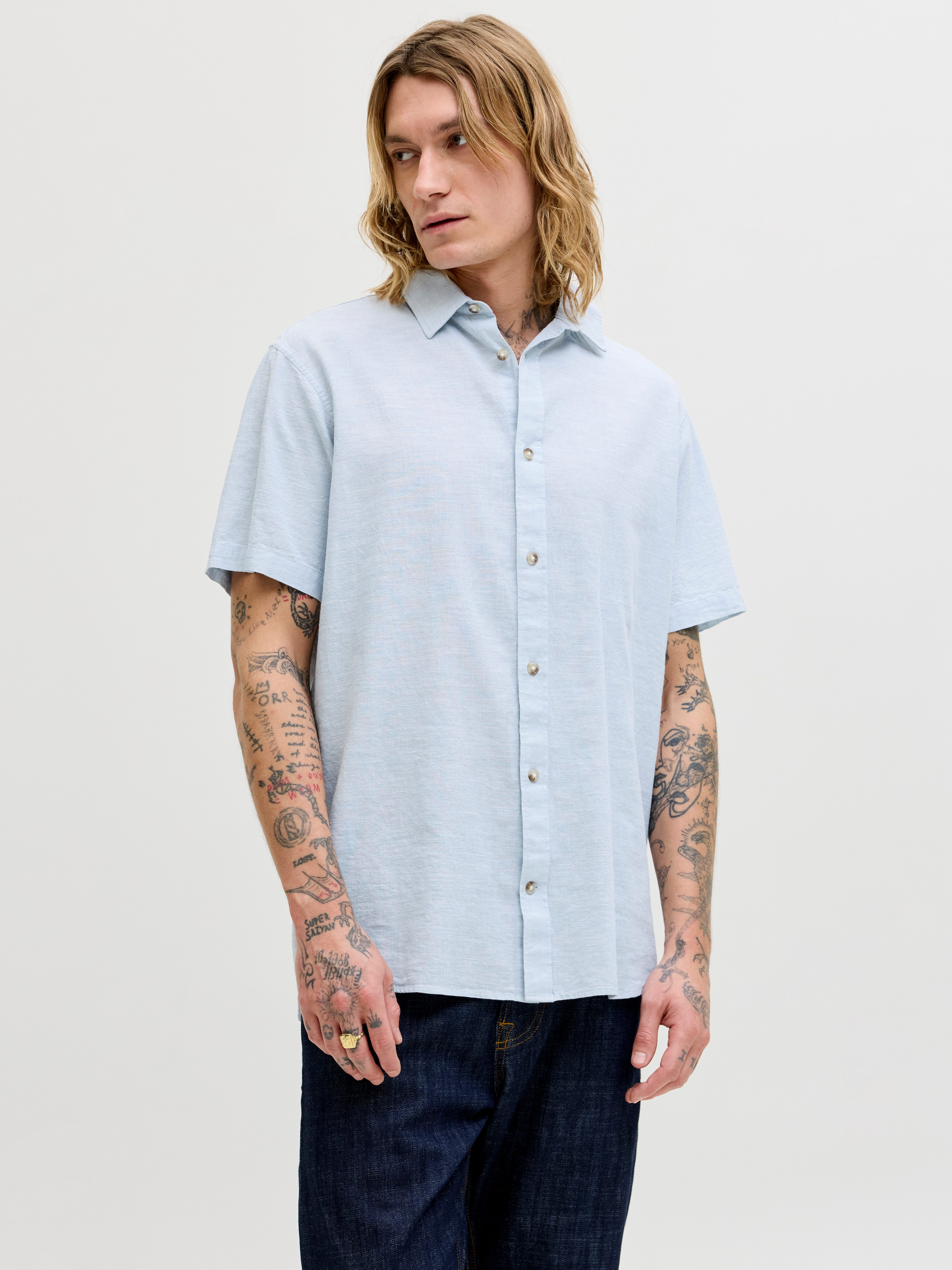 Kurzarmhemd JJESUMMER LINEN BLEND SHIRT S/S SN