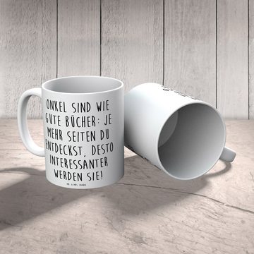 Mr. & Mrs. Panda Tasse Onkel Buchschätze - Weiß - Geschenk, Kaffeetasse, Teetasse, Tasse, Fa, Keramik, Brillante Bedruckung