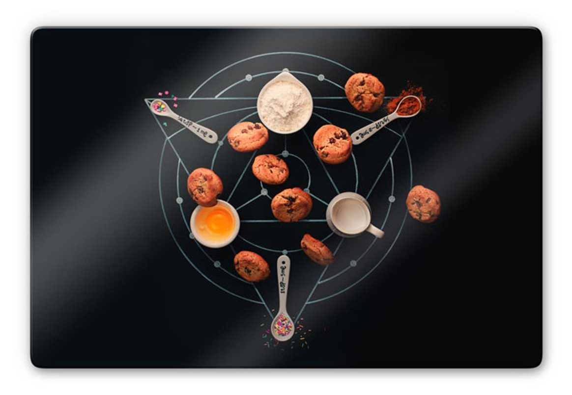 K&L Wall Art Glasbild Belenko - Baking Alchemy 01, Fotokunst für Küche, Esszimmer Deko modern