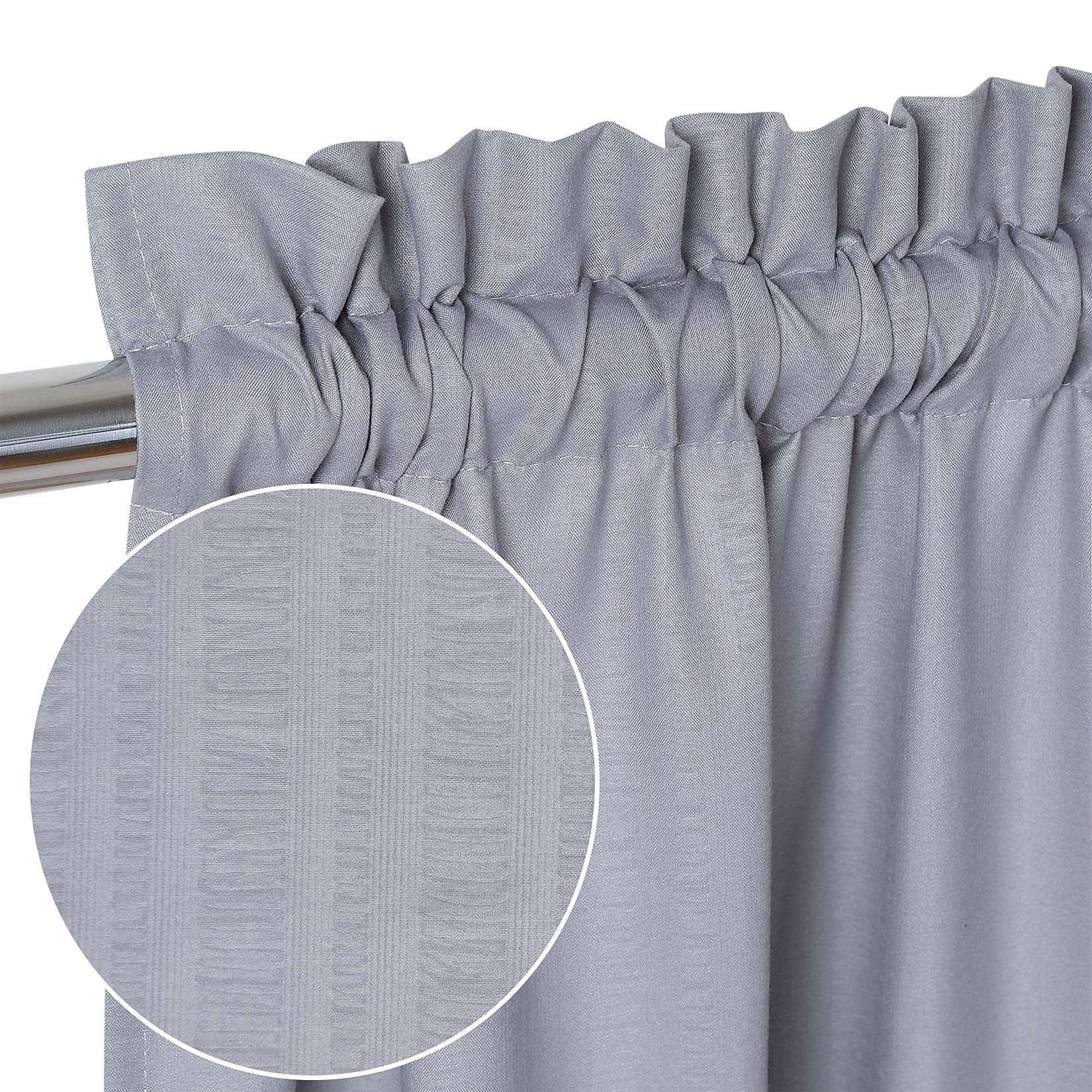 GarveeMore Gardine Wasserabweisende Scheibengardine geprägte Querbehang Panneaux, Kurze Fensterpaneele aus Seersucker, weiche Mikrofaser, Noppenstruktur – Bild 2 von 5
