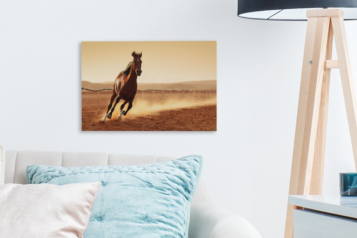 OneMillionCanvasses® Leinwandbild Leinwandbilder, Wandbild - Aufhängefertig, Pferd 30x20 Wanddeko, Araber cm (1 Galopp, - St)