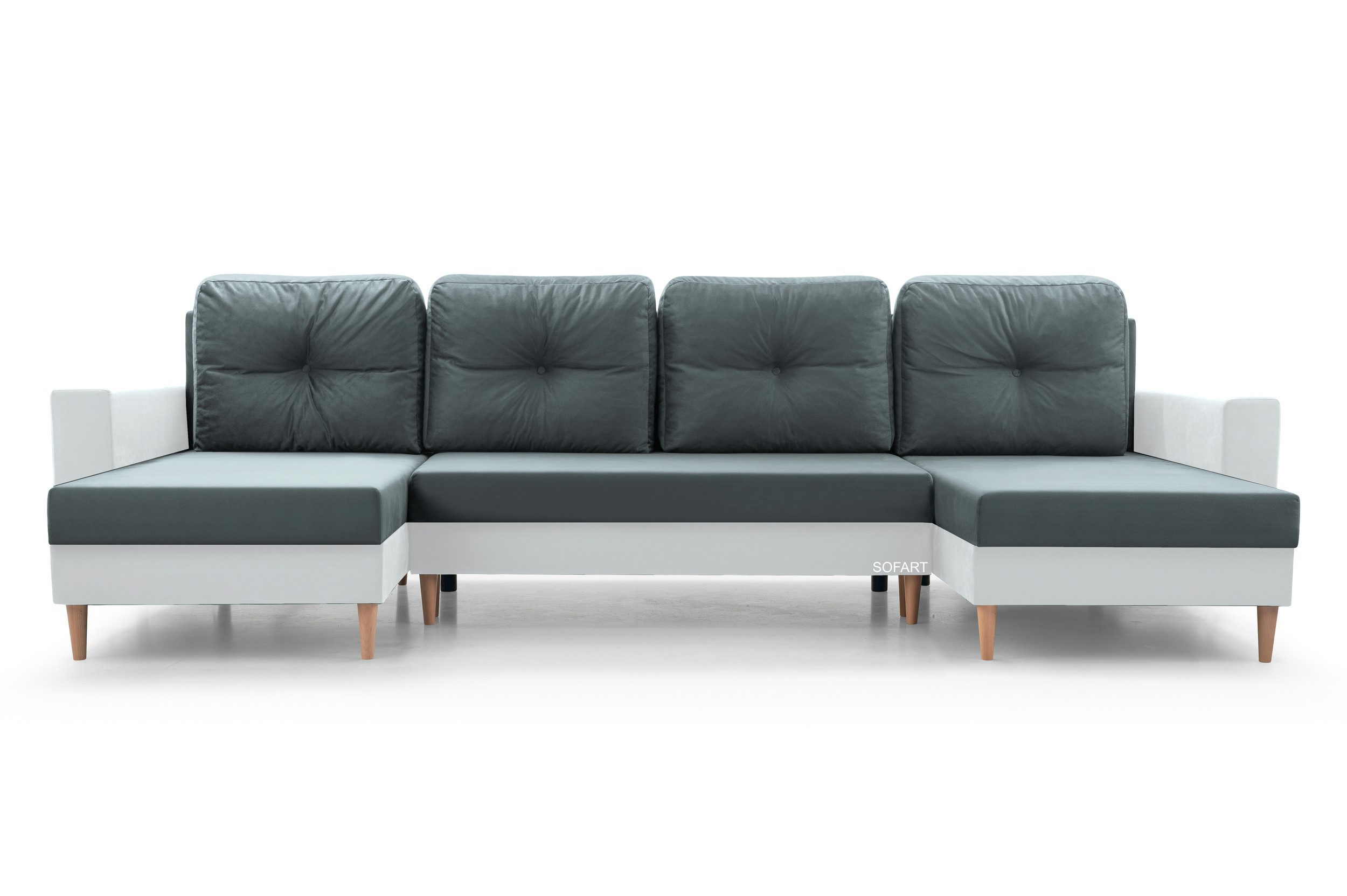 MOEBLO Wohnlandschaft CARL U, Ecksofa U-Form mit Schlaffunktion Eckcouch mit Bettkasten Sofa Couch Polsterecke U-Sofa - 300x142x90 cm, mit Bettkasten und Schlaffunktion, mit Relaxfunktion