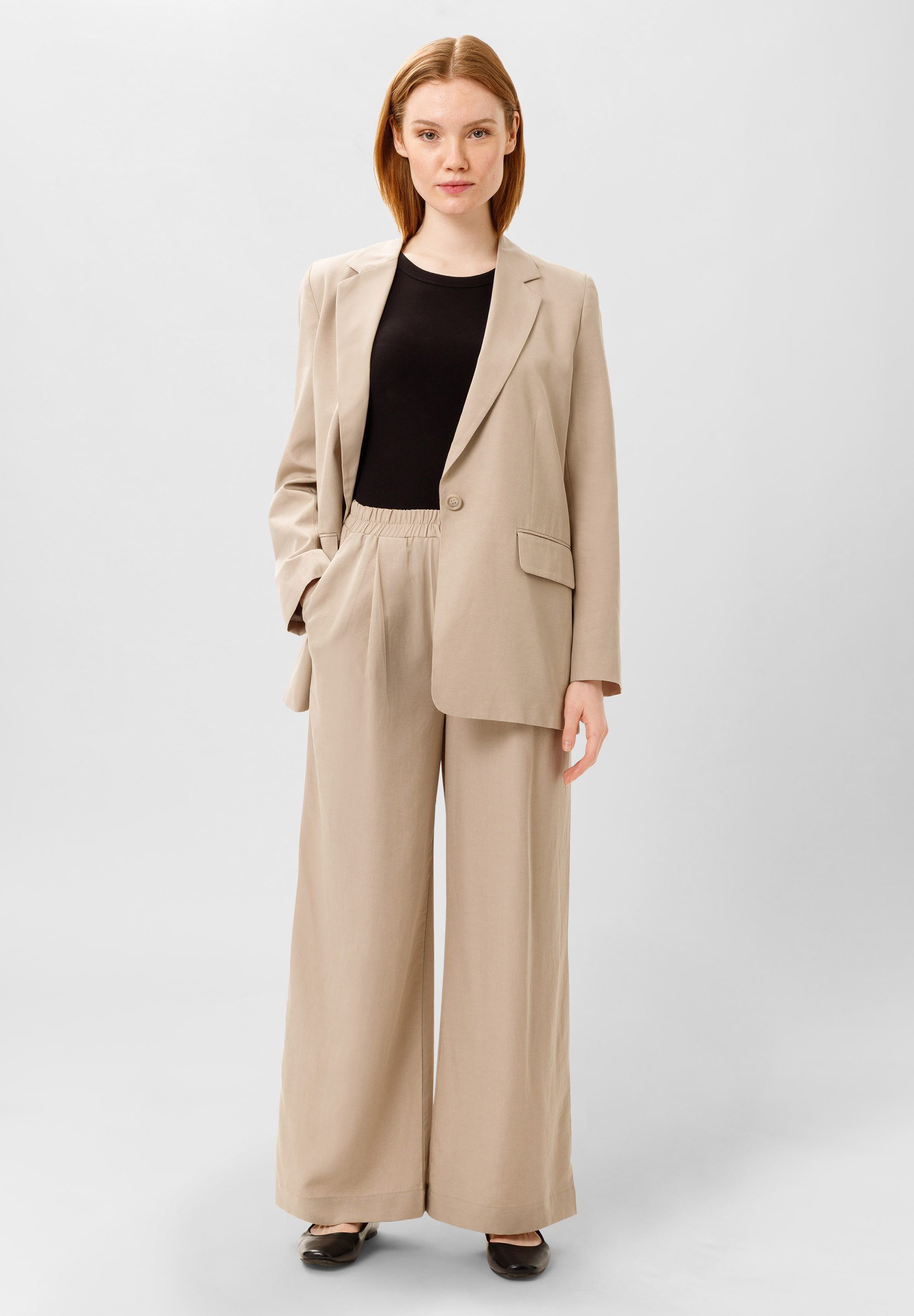 Les Lunes Stoffhose GEORGIA Wide Leg Pants Linen weite Passform, bequem, Relaxed Fit, edel schimmernder Leinen Mix