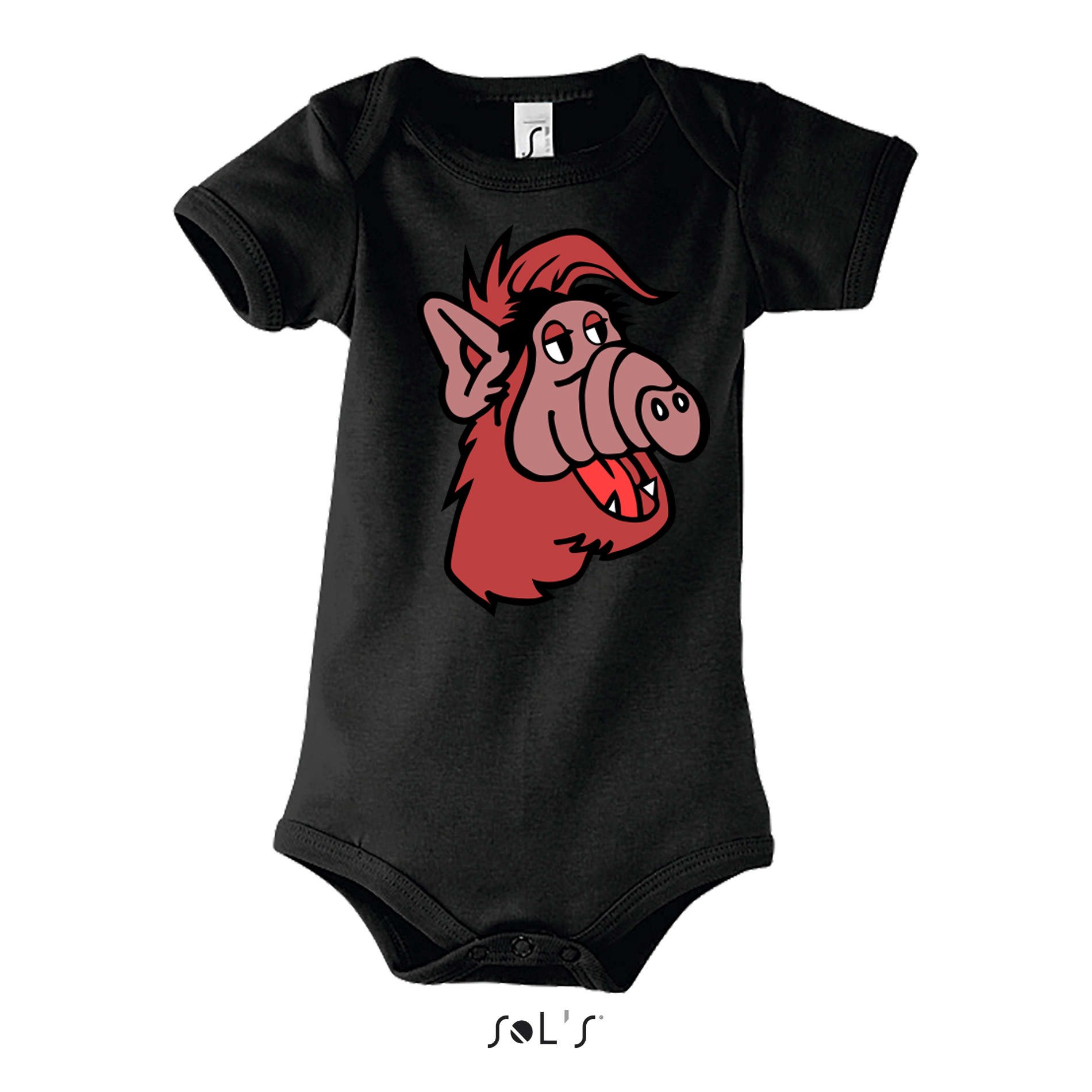 Blondie & Brownie Strampler Alf K Body Babybody Print Cartoon Alienkopf Motiv Strampler Geschenk X (Einzelartikel, Einzelartikel) Alf K Body Cartoonkopf Babymotiv Print