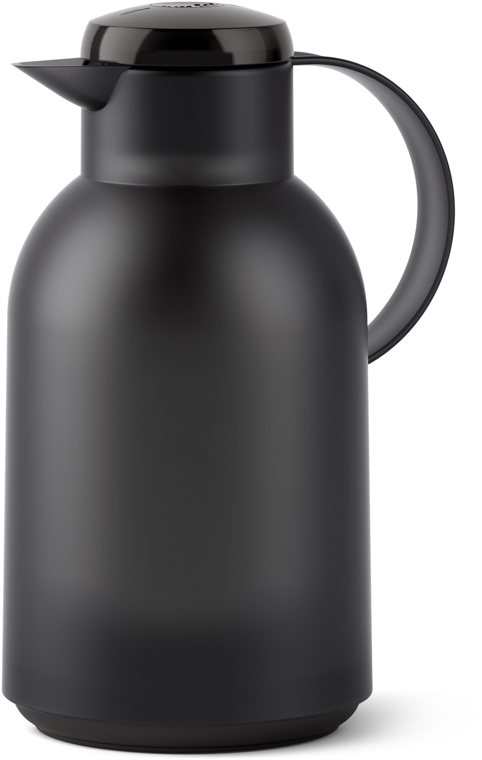 Emsa Isolierkanne Samba, 1,5 l, XXL-Modell, zeitloses Design, einfacher Knopfdruck, 24h kalt, 12h warm