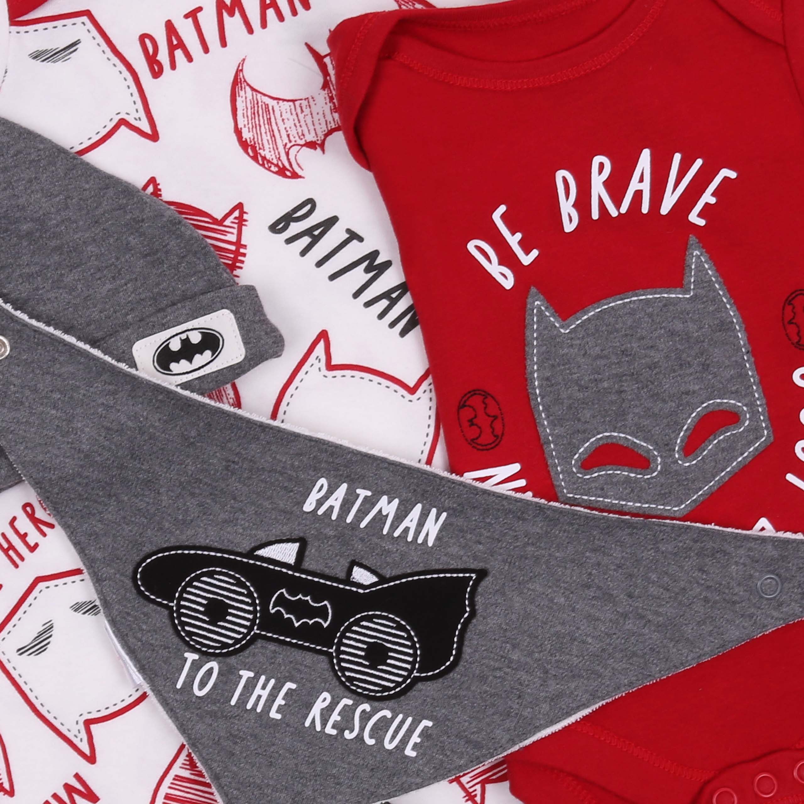 Batman Body Rot-weißes Baby-Set mit Strampler, Batman 0 Monate