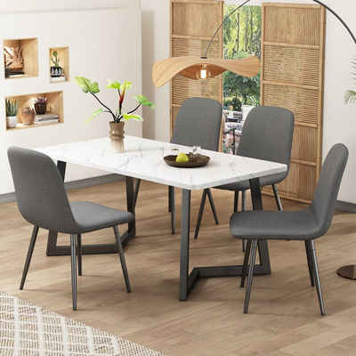 REDOM Essgruppe Esstisch mit 4 Stühlen, (5-tlg), Küchetisch Esszimmerstuhl, Metallbeine