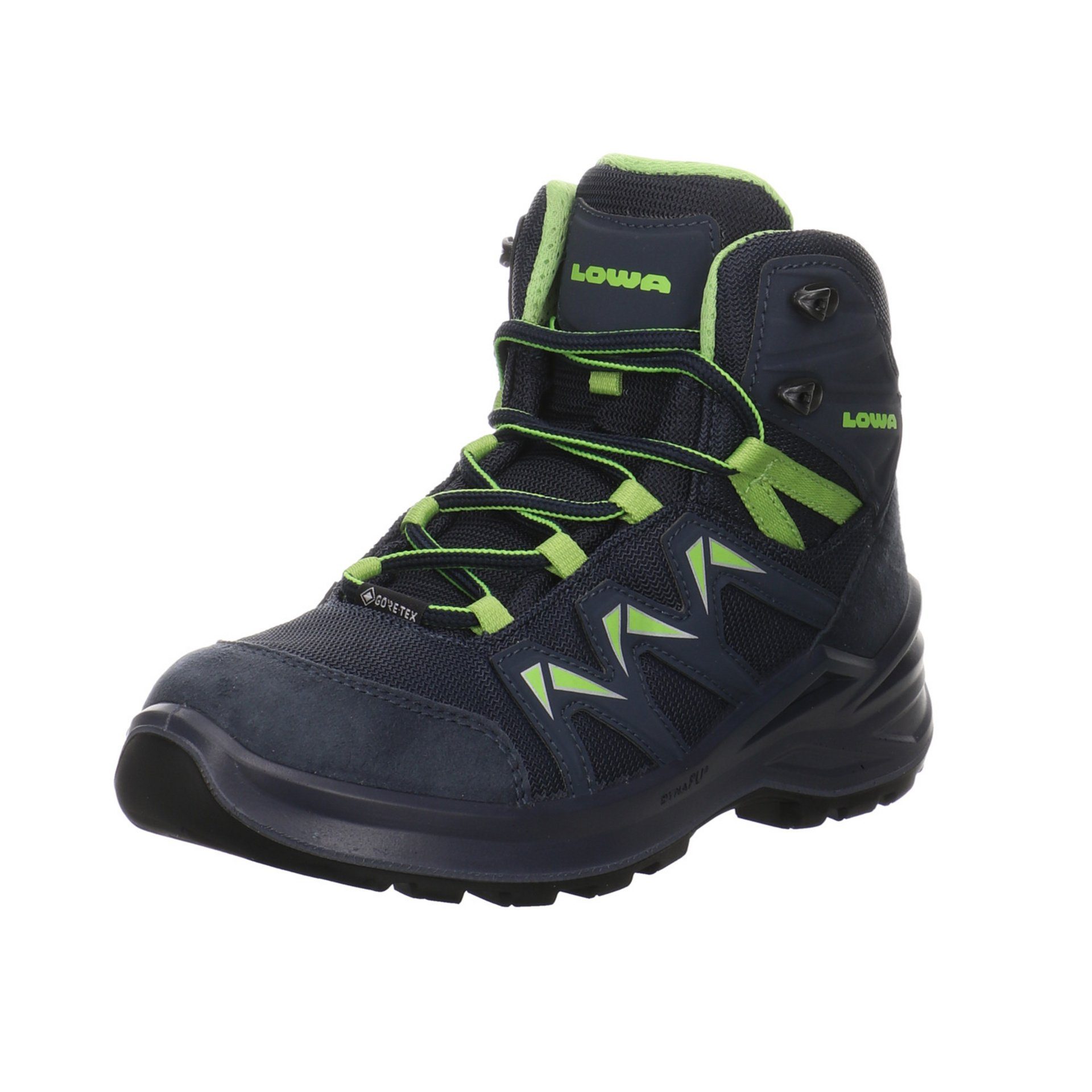 Lowa Jungen Schnürhalbschuhe Innox Pro GTX Mid Boots Schnürschuh Synthetikkombination STAHLBLAU/LIMONE