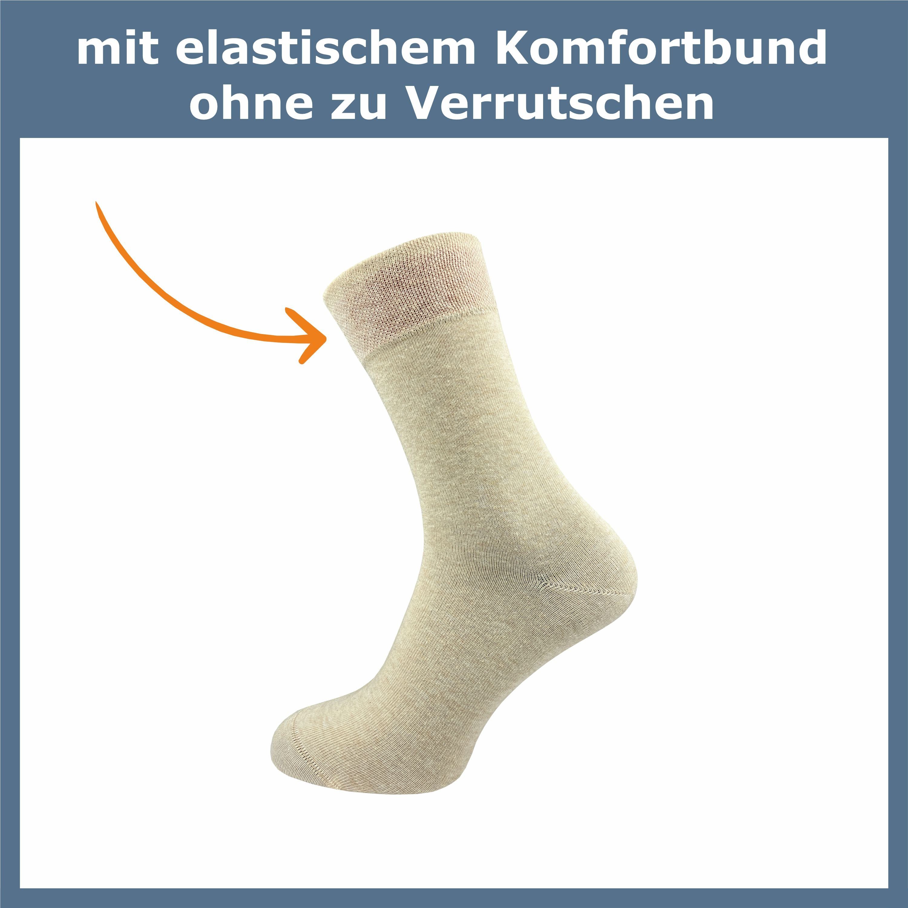 GAWILO Socken für Damen & Paar) gekämmter Komfortbund grau Herren - doppelt aus - Naht blau ohne & schwarz, (6 Premium hochwertiger, drückende beige Baumwolle