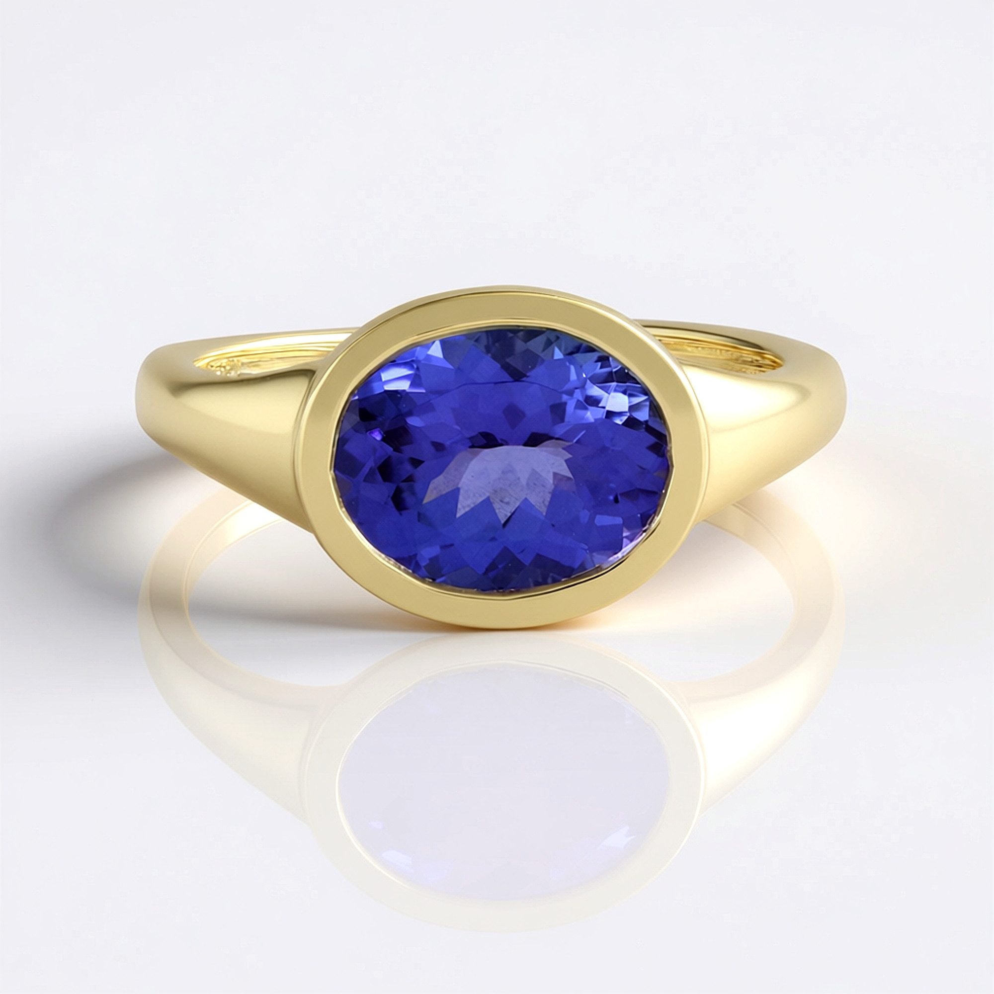 Cavill Solitärring 9 Karat Gelbgoldring, 2,7 ct AAA-Tansanit, oval, poliert, Damen (1-tlg)