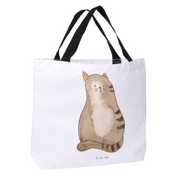 Mr. & Mrs. Panda Shopper Katze Sitzen - Weiß - Geschenk, Strandtasche, Schultasche, Beutel, Ka (1-tlg), Trendiges Design