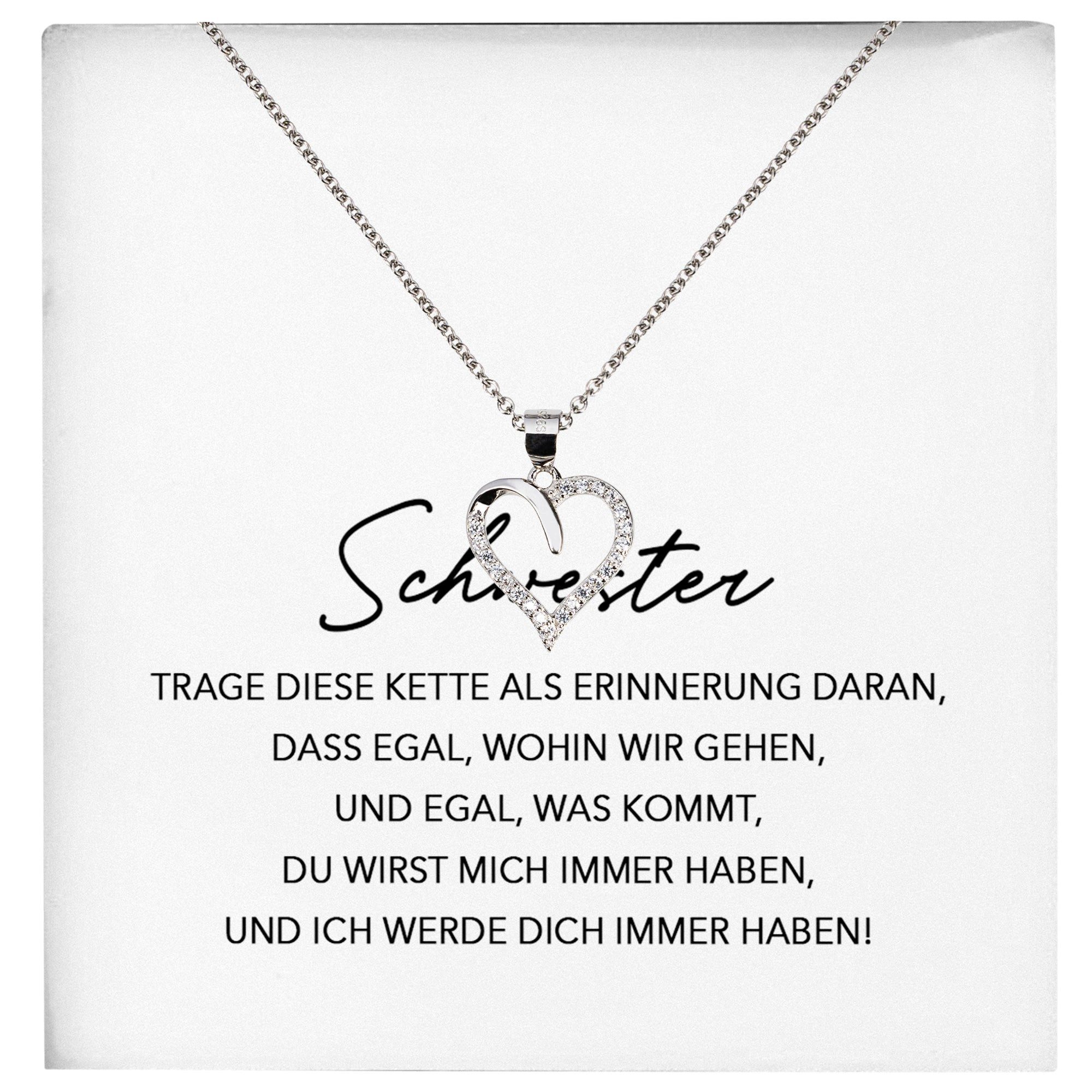 Schmuckset Schwester Geschenk Geburtstag Frauen Mädchen Herz Halskette Collier