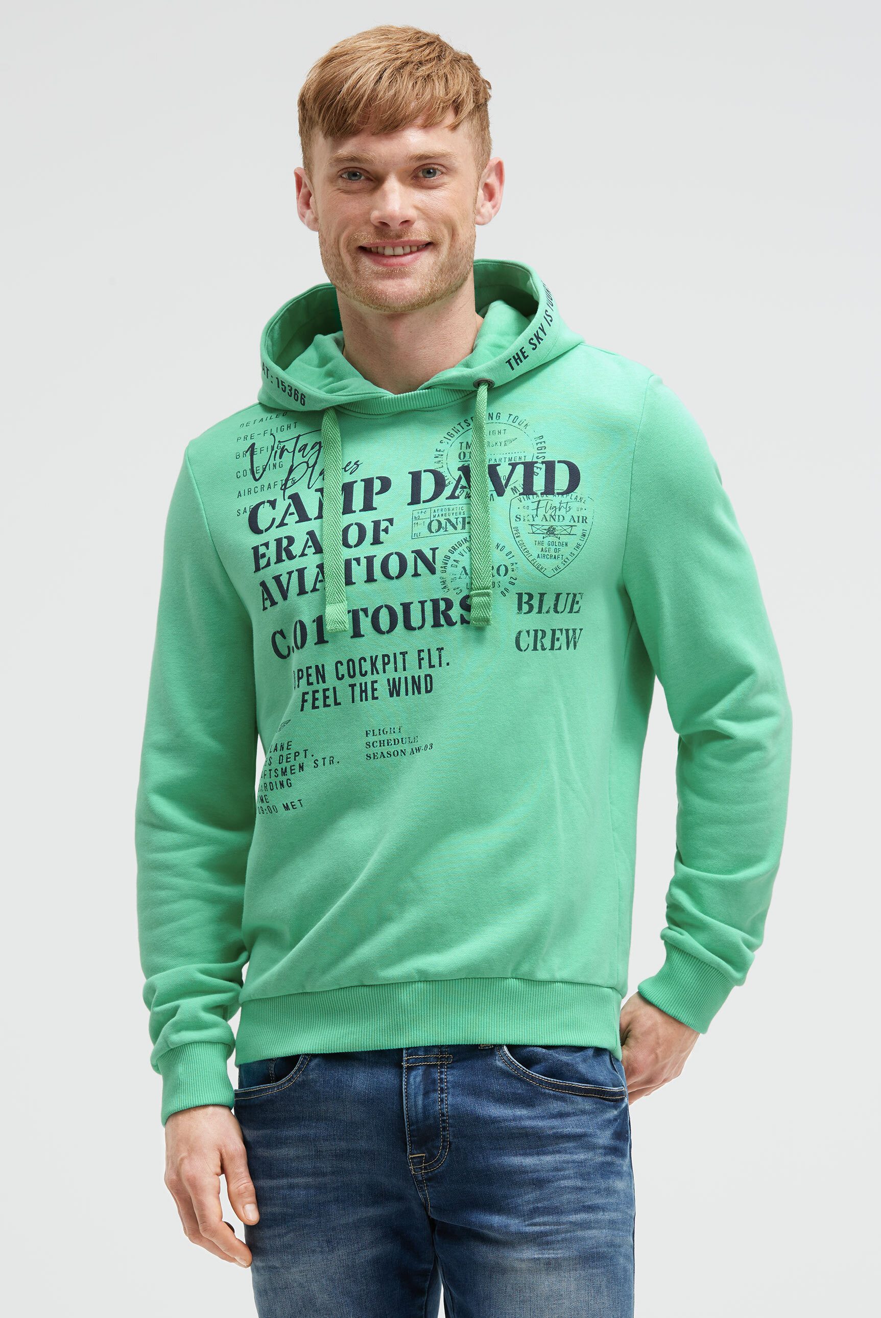 CAMP DAVID Kapuzensweatshirt mit Kontrastnähten
