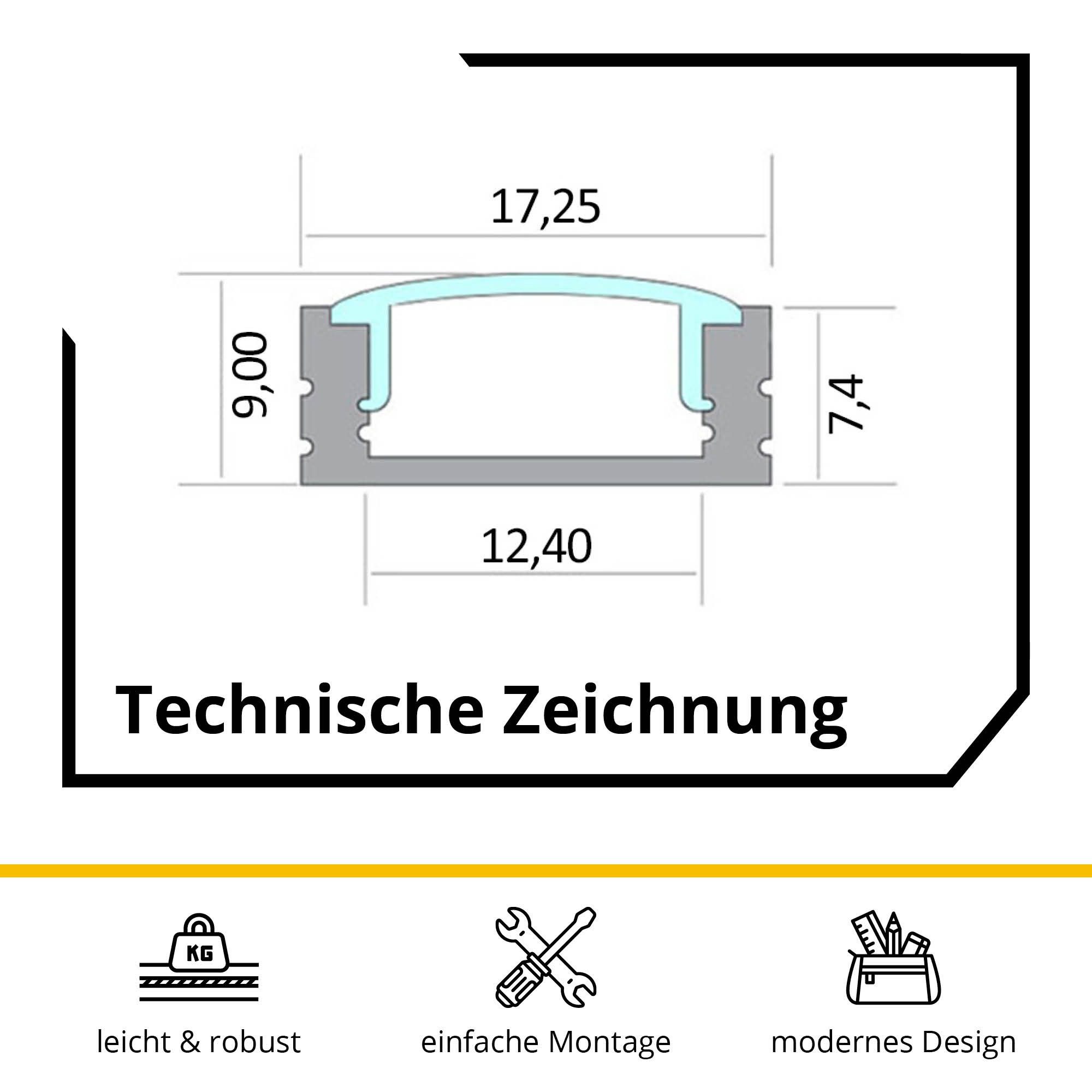 tktrading24 LED-Stripe-Profil A17 LED Aluprofil Schwarz günstig online kaufen