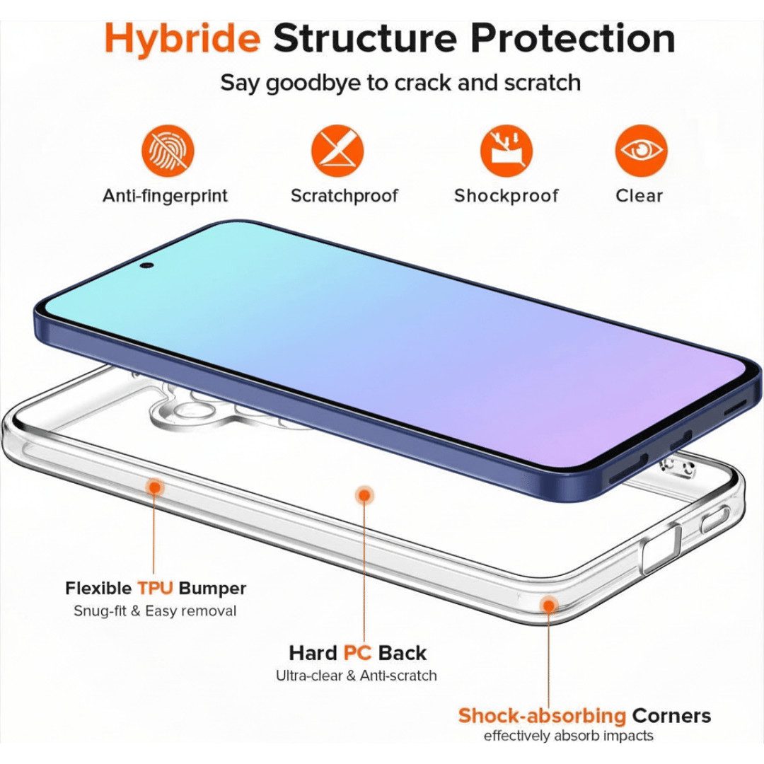 SmartUP Smartphone-Hülle + 2X Schutzglas für Samsung Galaxy A57 5G Panzerfolie Display Case 9H 6,7 Zoll, integrierter Kameraschutz