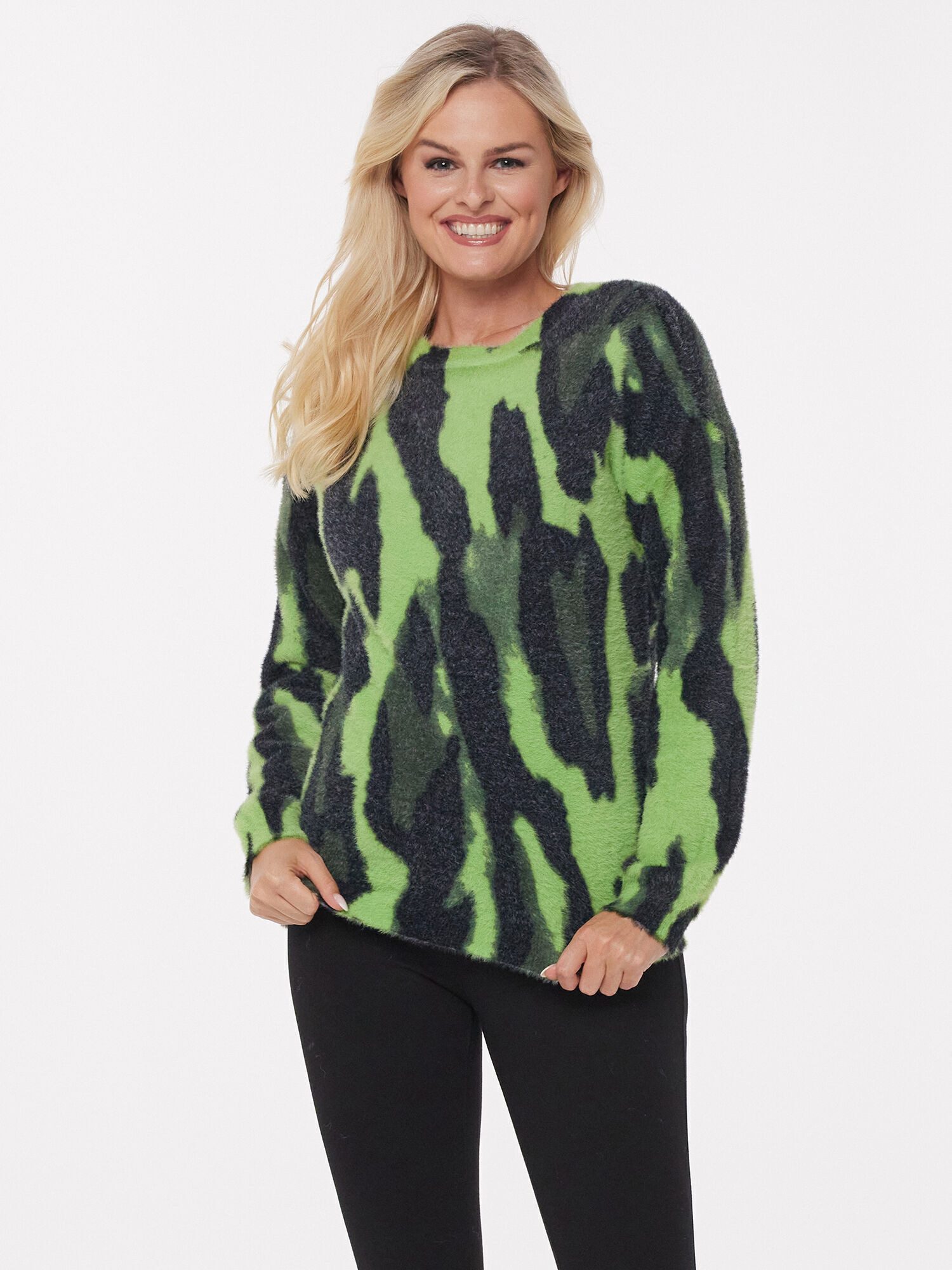Rundhalspullover Sweater Figurumspielend