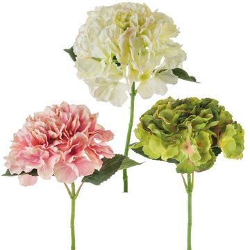Kunstblume Hortensienblüte hochwertig Kunststoff Ø 20x40 cm weiß Hortensie, matches21 HOME & HOBBY, Höhe 40 cm