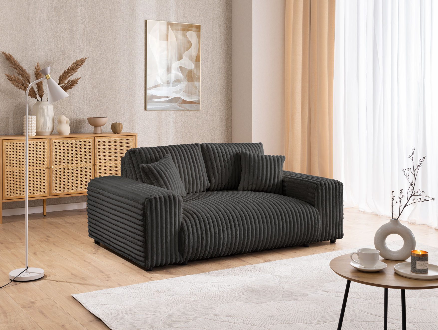 S-Style Möbel 2-Sitzer Sofa Mollis aus Plüschcord mit schöner Sitzkomfort, günstig online kaufen