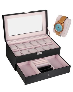 shelfmade Uhrenbox Uhren Aufbewahrung Uhrenbox Uhrenkoffer Uhrenkasten "Zürich", schwarz