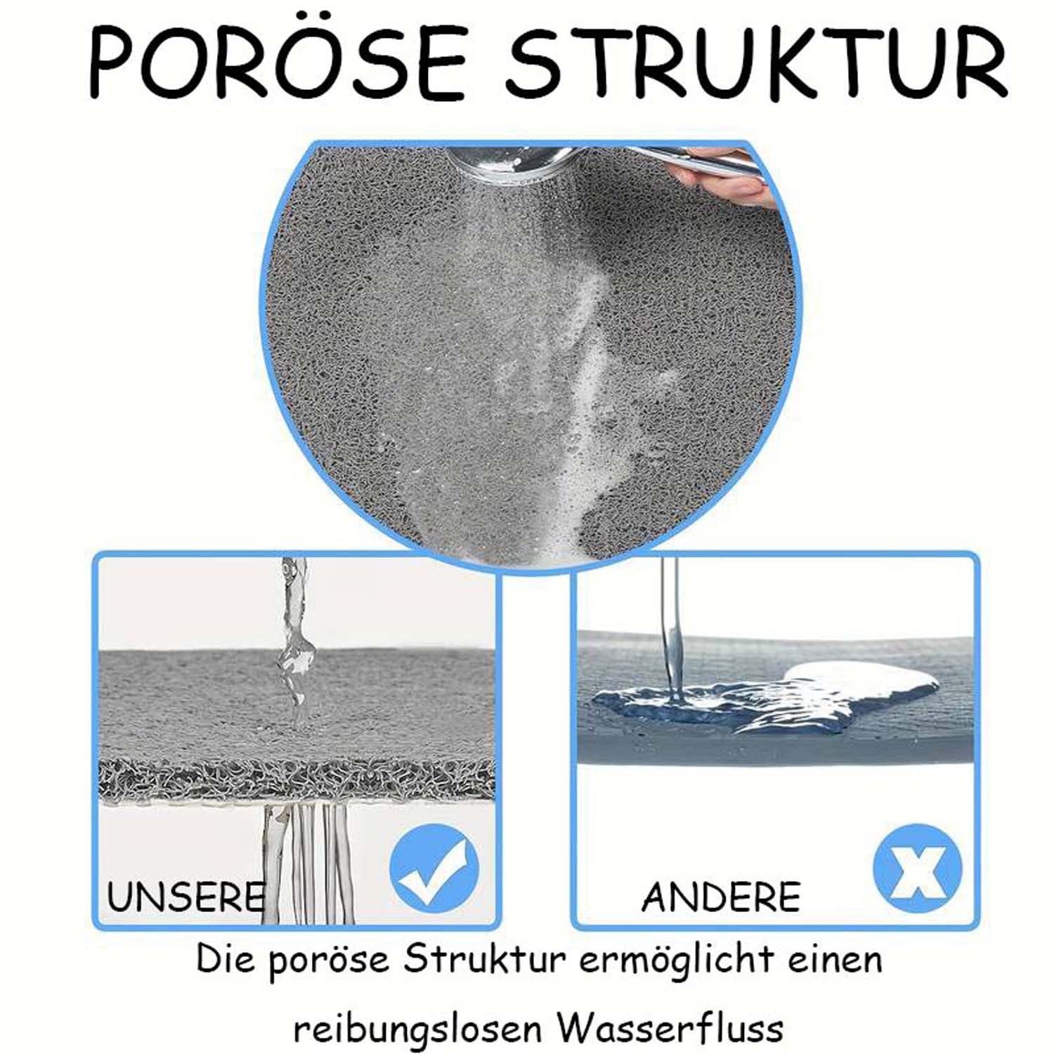 Zyronn Duschmatte rutschfest 53x53 cm Badewannenmatte Badematte Höhe 10 mm – Bild 4 von 5