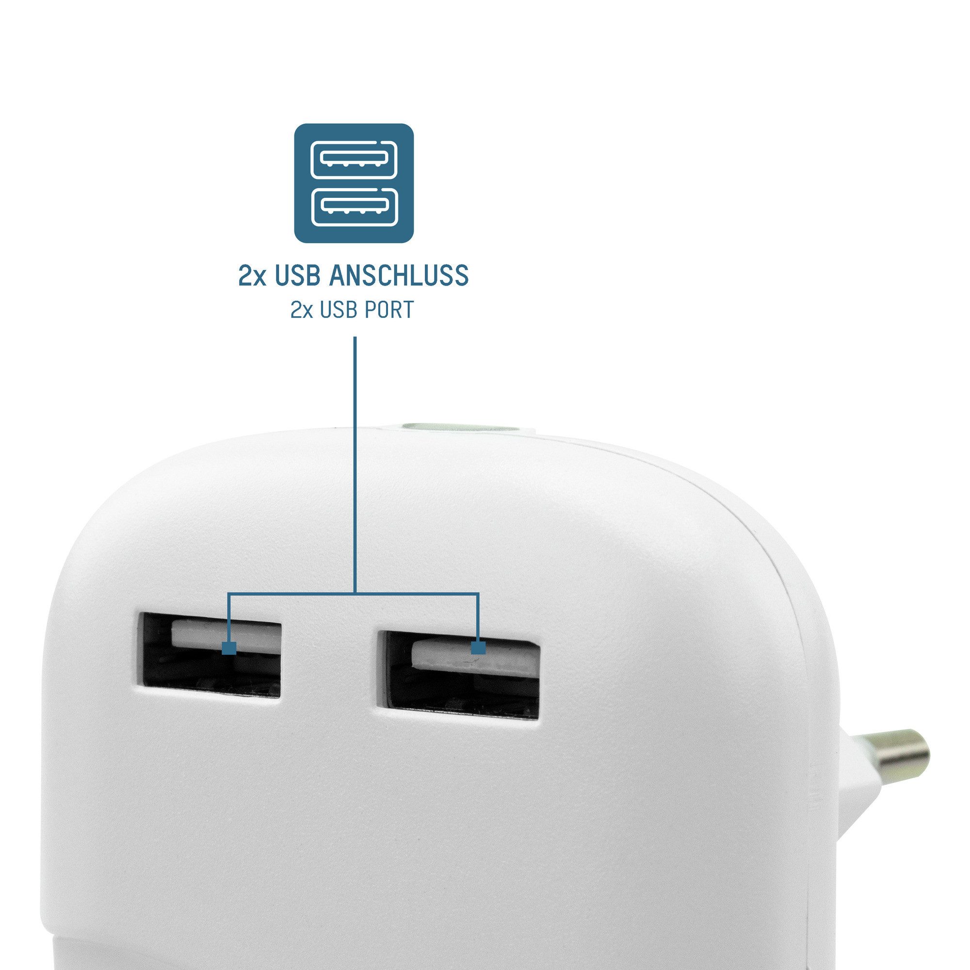 ANSMANN AG LED Nachtlicht LED Nachtlicht mit Dämmerungssensor & 2x USB - LED Leuchte, SMD LED