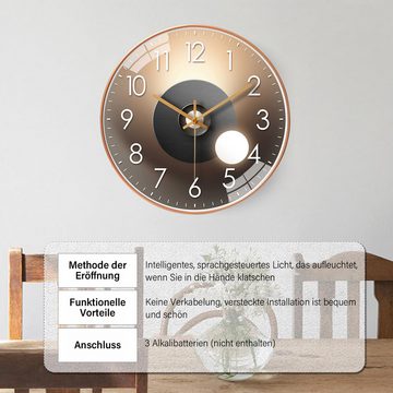 Cbei Wanduhr 30 cm Lautlos Kunst-Wanduhr rund Deko-Uhren Quartzaus Metall (Ohne Tickgeräusche Küchenuhr für Wohnzimmer, Zimmer, Büro, Restaurant)