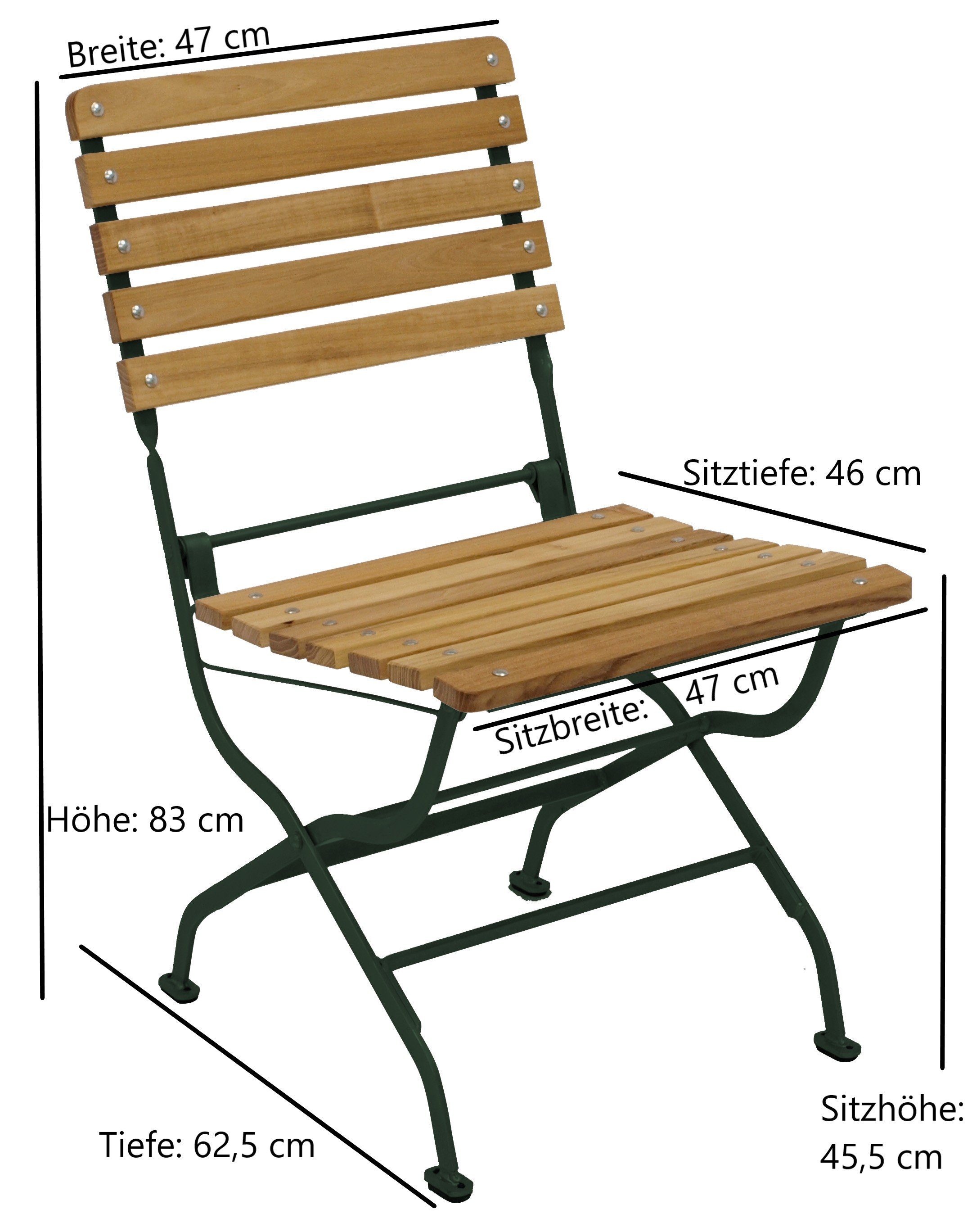 Flachstahl Robinienholz, Gartenstuhl Belattung St), Gestell DEGAMO klappbar PASSAU (1 dunkelgrün,