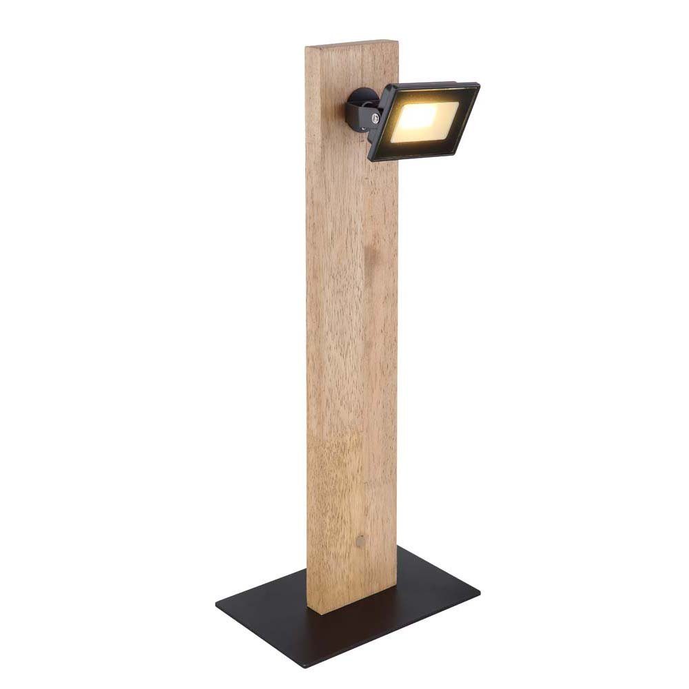 etc-shop H Warmweiß, Schwarz 45 cm Dunkelbraun Metall Tischlampe fest LED-Leuchtmittel verbaut, Tischleuchte Holz Schreibtischlampe,