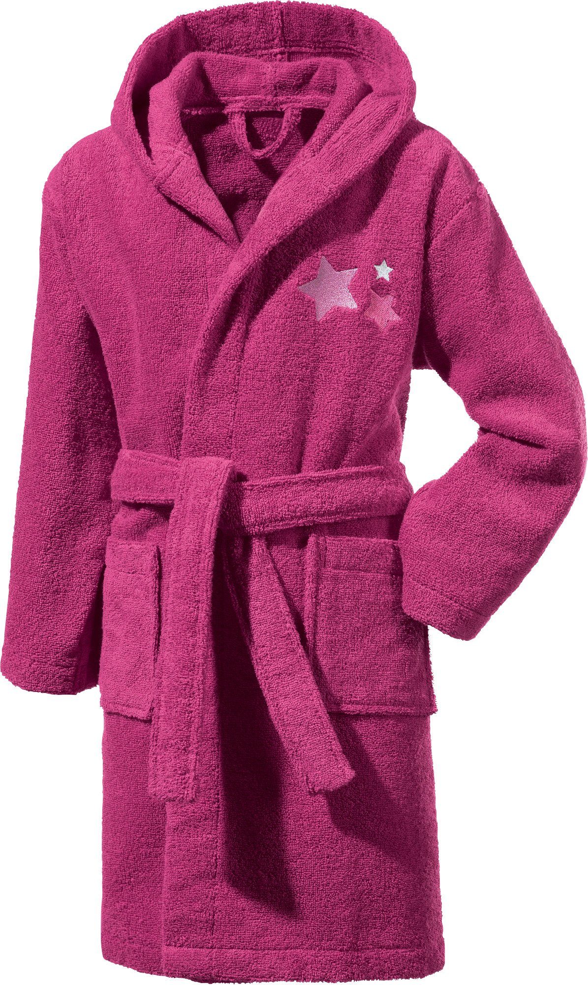 Erwin Müller Kinderbademantel Kinder-Bademantel mit Kapuze, Rückenlänge: 65 cm, Frottier, mit Kapuze/mit Aufsatztasche:, default, Walk-Frottier Uni/Motiv: Sterne/Sterne