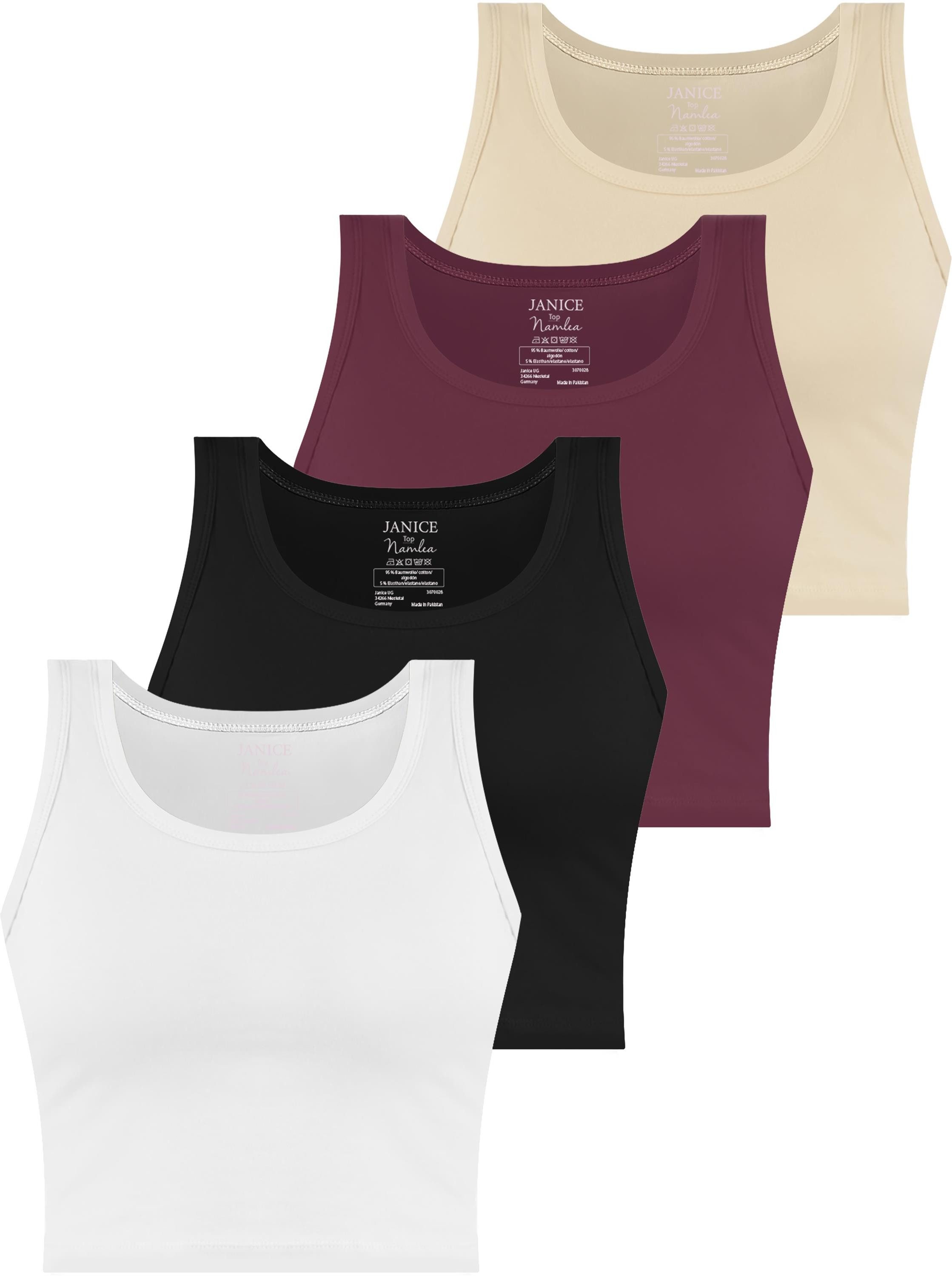 Janice Tanktop 4 x Damen crop Top Namlea Kurzes Tanktop aus Baumwolle