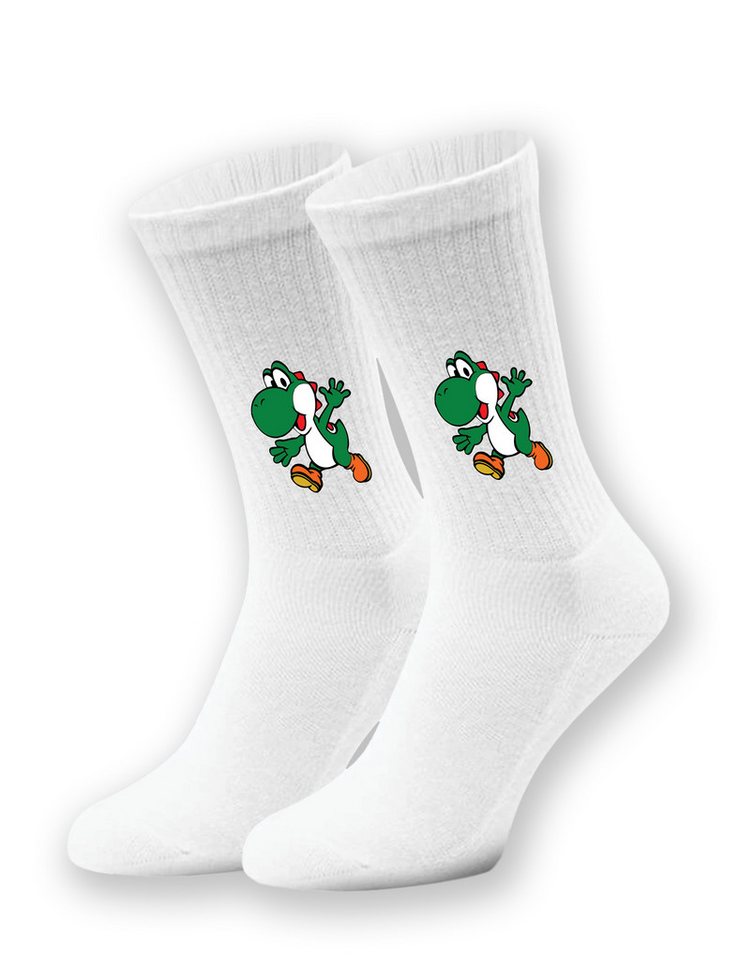 Youth Designz Tennissocken Unisex Socken "Yoshi Game" Aufdruck lustig Geschenk Statement mit verstärkter Verse und Zehenbereich