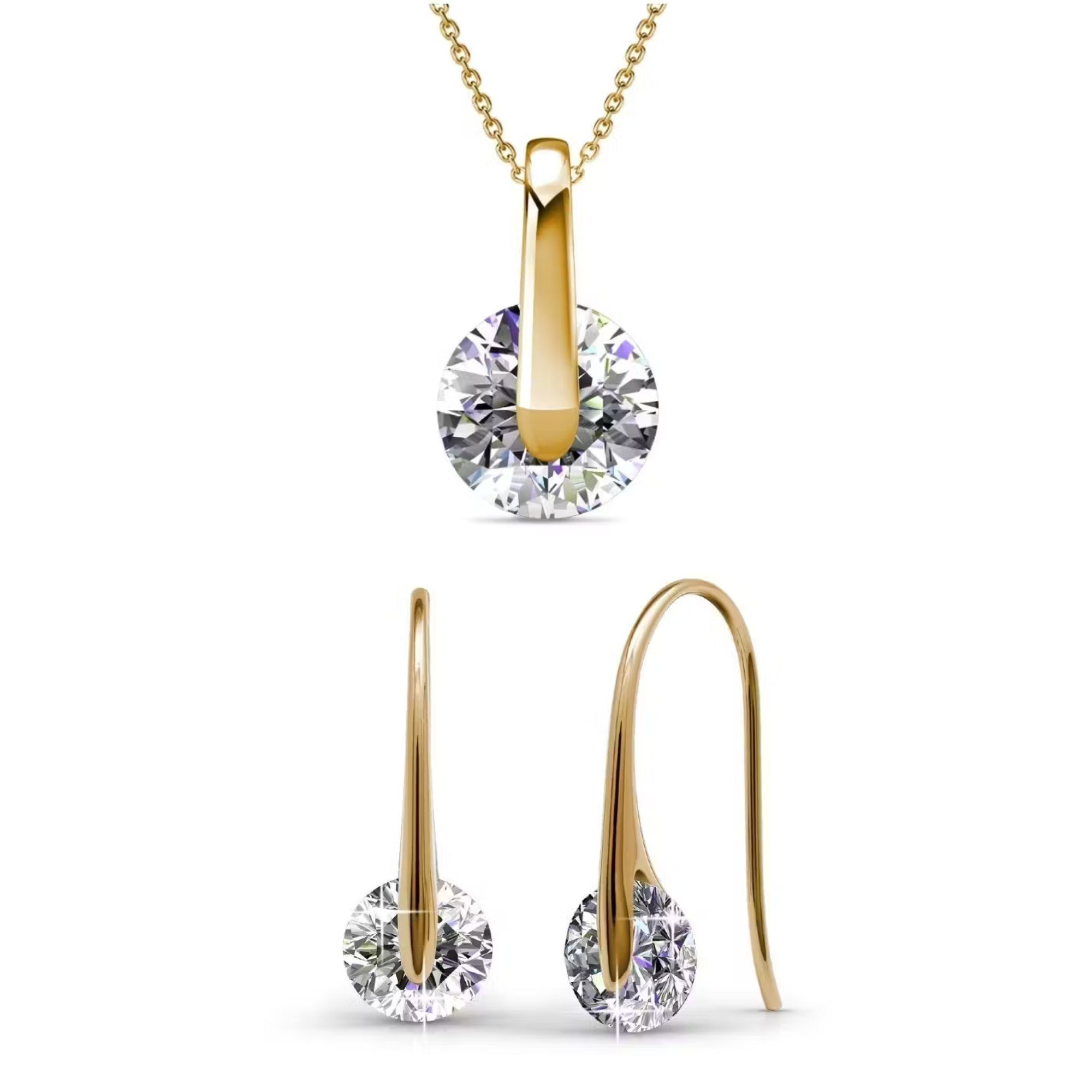 Ella Eisvogel Ювелирные изделияset Edles Ювелирные изделияset goldenes Halskettchen & Paar Ohrhänger, 18 Karat