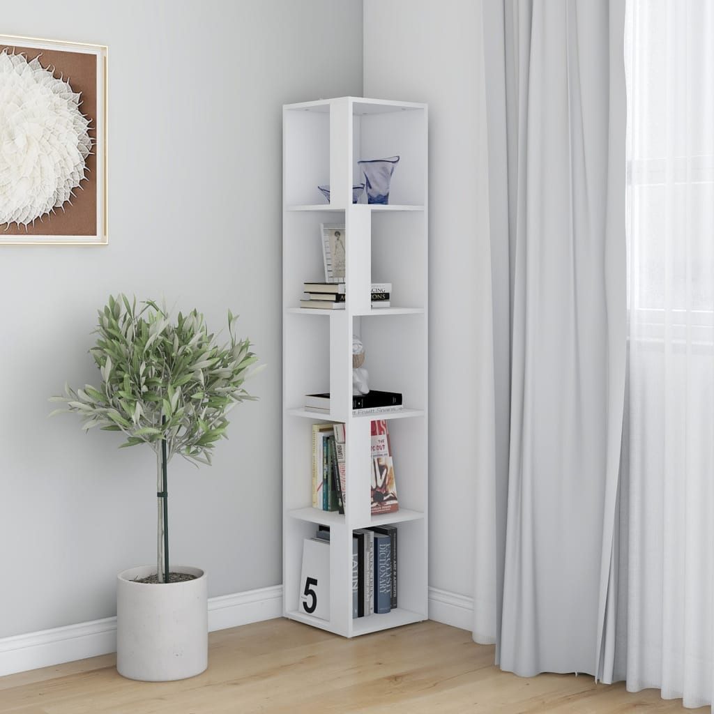 vidaXL Eckregal 33 x 33 x 1645 cm Eckregal Weiß 33x33x164,5 cm Spanplatte