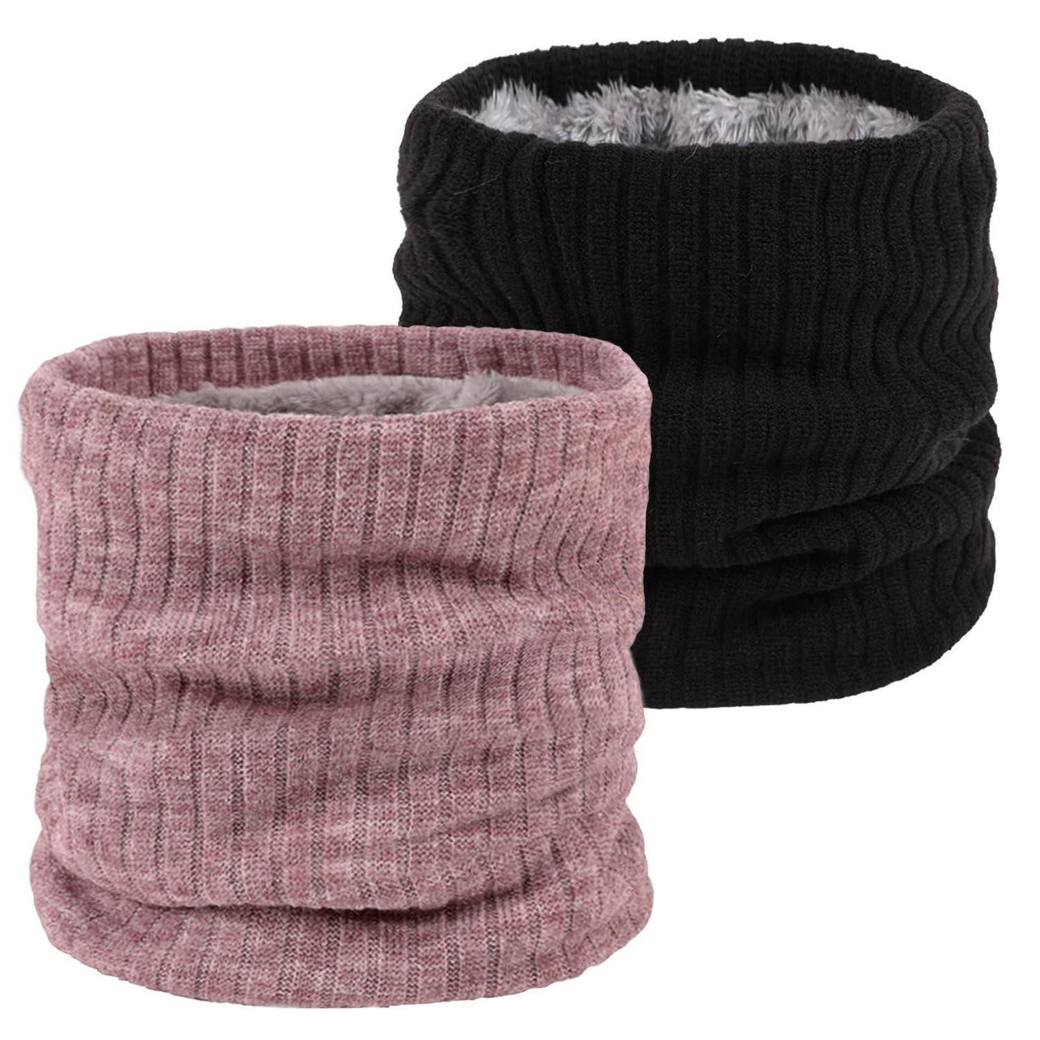 LuxusKollektion Loop Schlauchschal Herren Damen Winter Fleece Warm Schwarzrosa