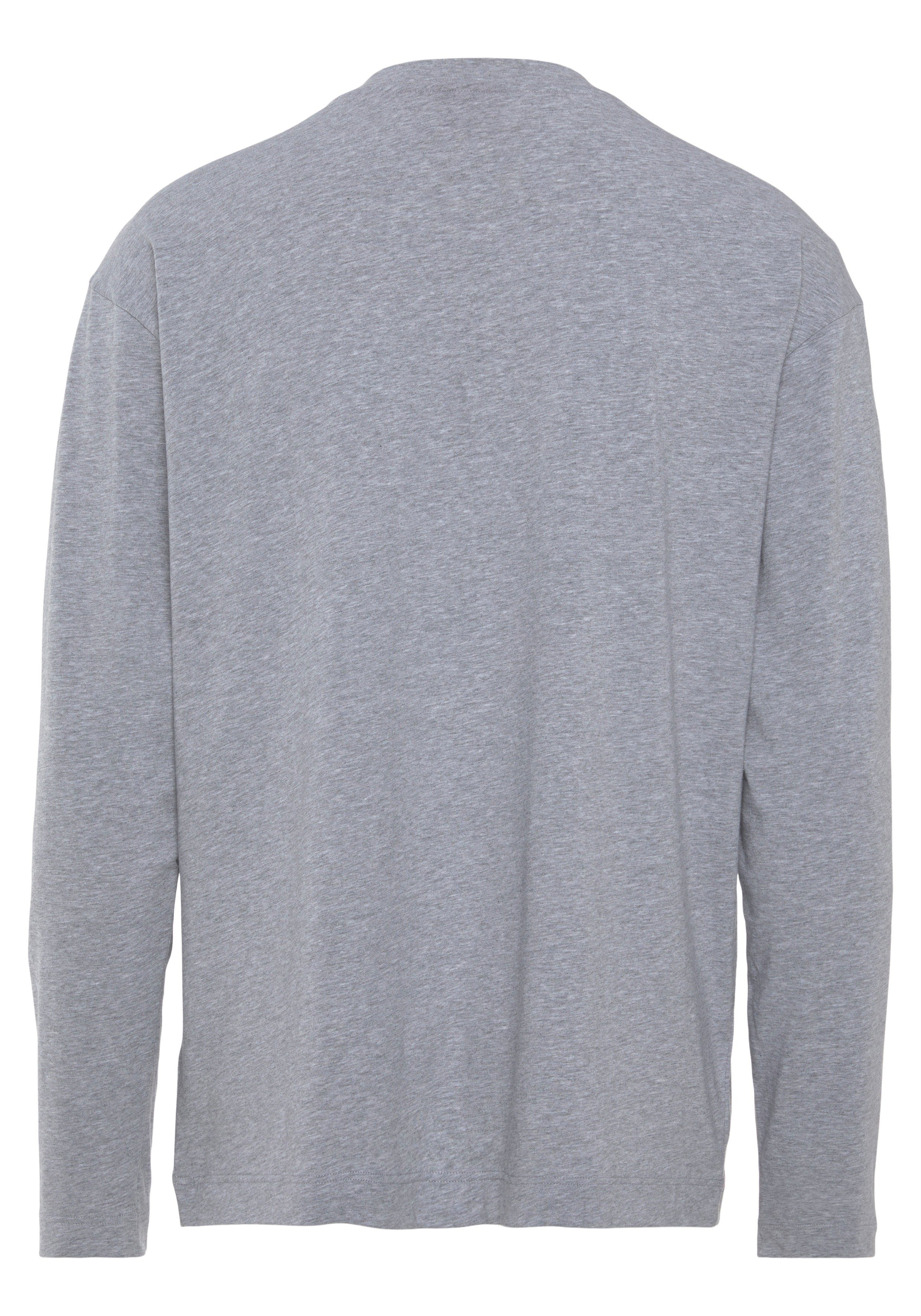 Linked Medium-Grey mit Logodruck LS-Shirt HUGO Langarmshirt HUGO