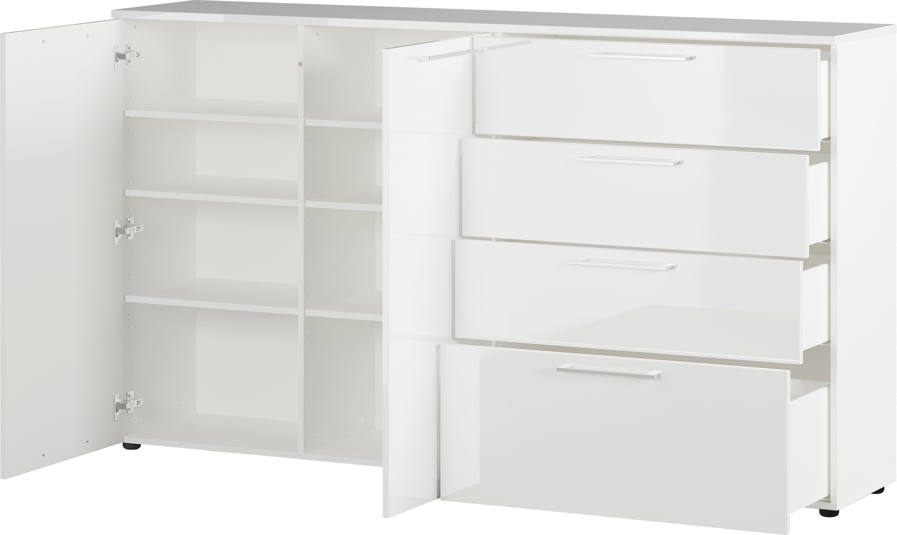 GERMANIA Kommode Sunnyvale, Breite 186 cm, verstellbare Böden, Hochglanz, Made in Germany