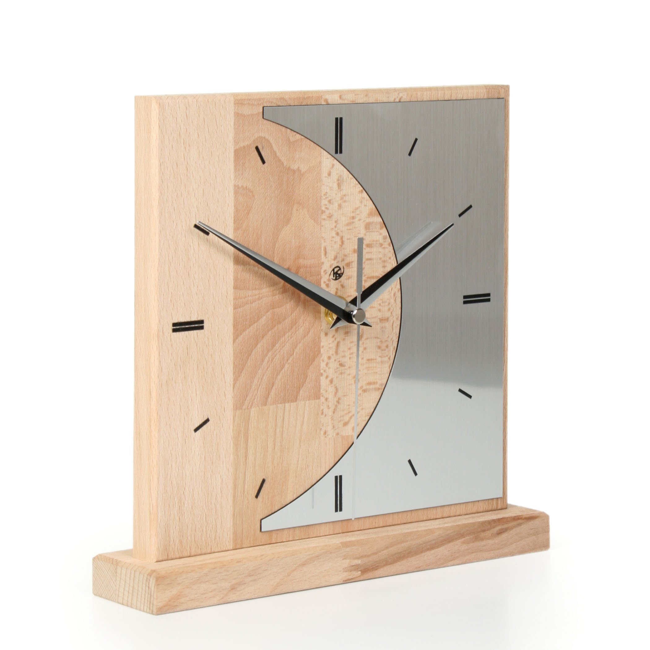 Kreative Feder Standuhr Designer-STANDUHR „Silvermoon“ aus Massivholz, ohne günstig online kaufen