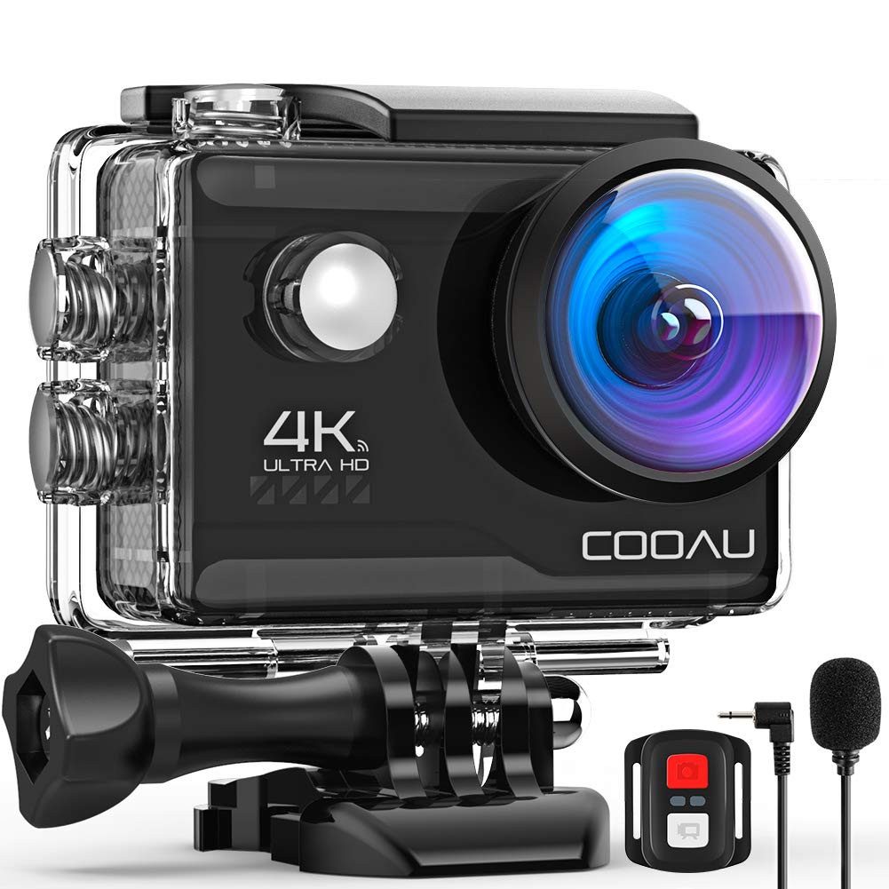 COOAU Action Cam 4K 20MP Unterwasserkamera WiFi 40M wasserdichte Action Cam (4K UHD, WLAN (Wi-Fi), EIS Bildstabilisator Helmkamera 170°Weitwinkel Camcorder, Externem Mikrofon, 2.4G Fernbedienung, 2 Akkus und Zubehör Kit)