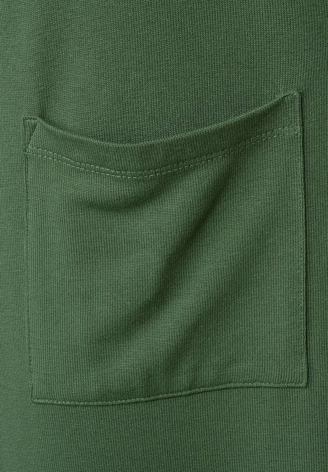 in Taschen Strickjacke Green Novel (1-tlg) Shirtjacke ONE Lange STREET Street One